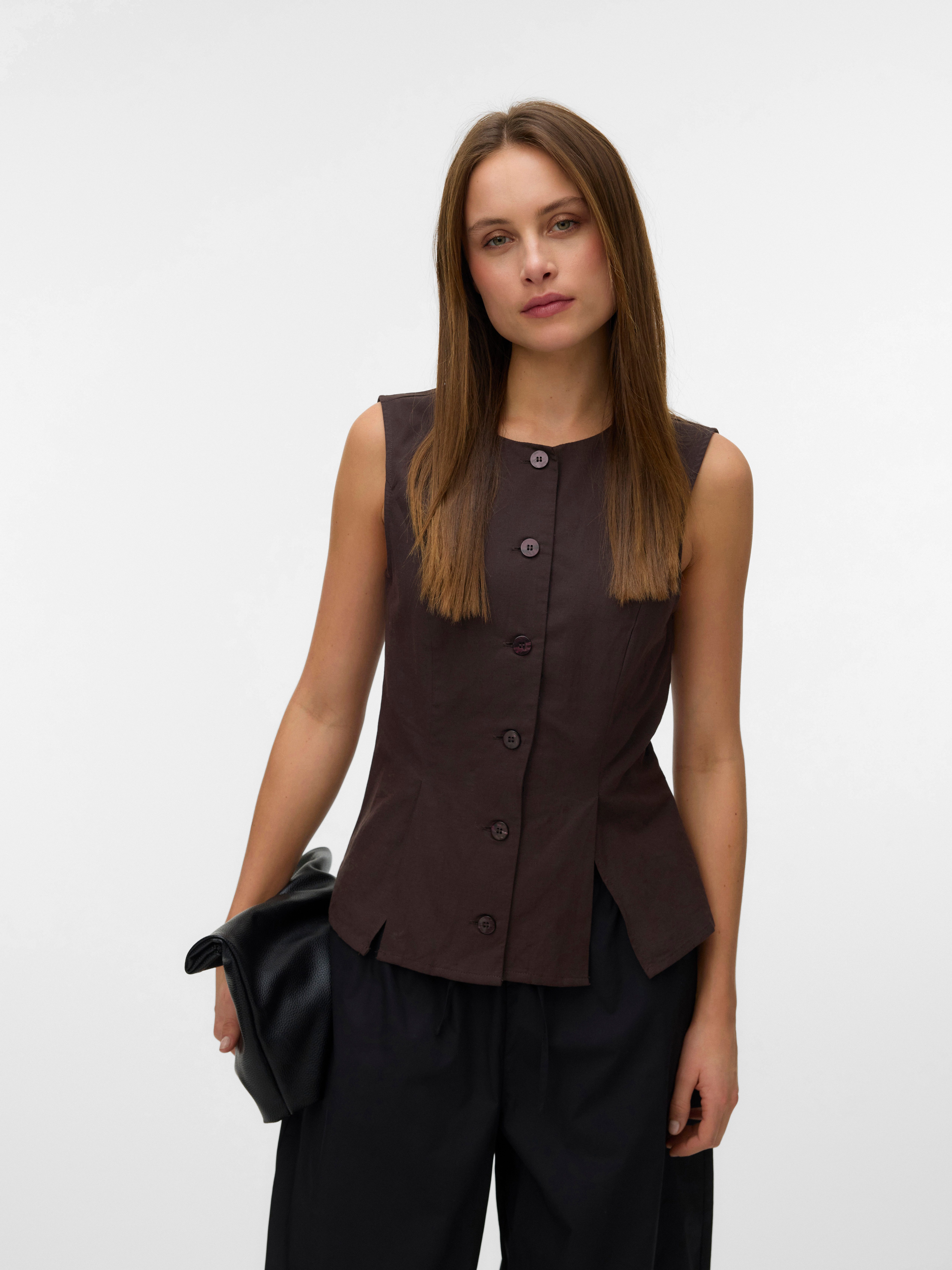 Vero Moda Anzugweste VMSELMA WAISTCOAT WVN NOOS Baumwollmischung, mit Leinen