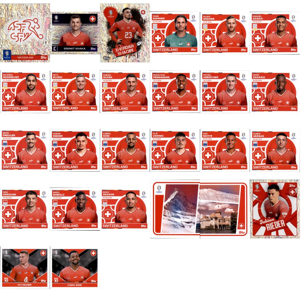 Topps Sammelkarte UEFA EURO 2024 Germany - Sammelsticker - Mannschaftspaket - Schweiz