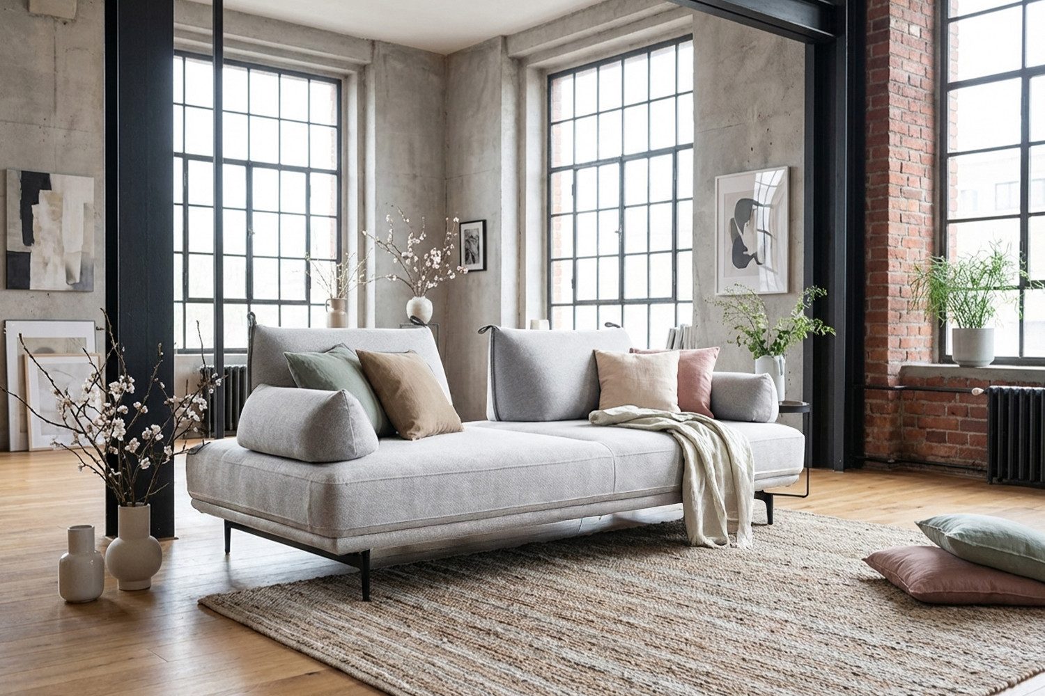 KAWOLA Schlafsofa, Daybed Stoff, mit oder ohne Armlehnkissen, 210x100 cm