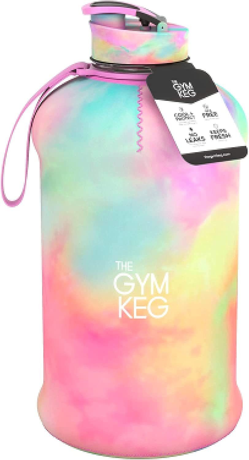 The Gym Keg Trinkflasche Neoprene Black 2.2L Sleeve mit Polyethylenterephthalat Wiederverwendbar, Liter Trinkflasche und Griff, Gym 2.2 Stealth