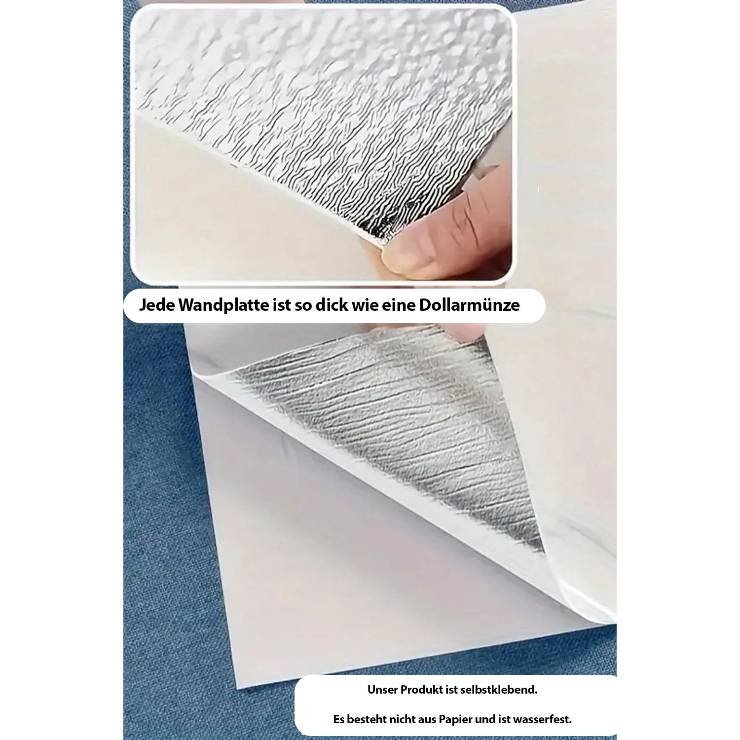 Jungengel Wandpaneel 10'er Set Marmor Weiß Gold Wandverkleidung Wandfliesen 30x60cm, 0,18 qm, (Set, 10-tlg., 10 Paneele pro Set – ausreichend für ca. 1,8 m² Wan – Bild 5 von 5