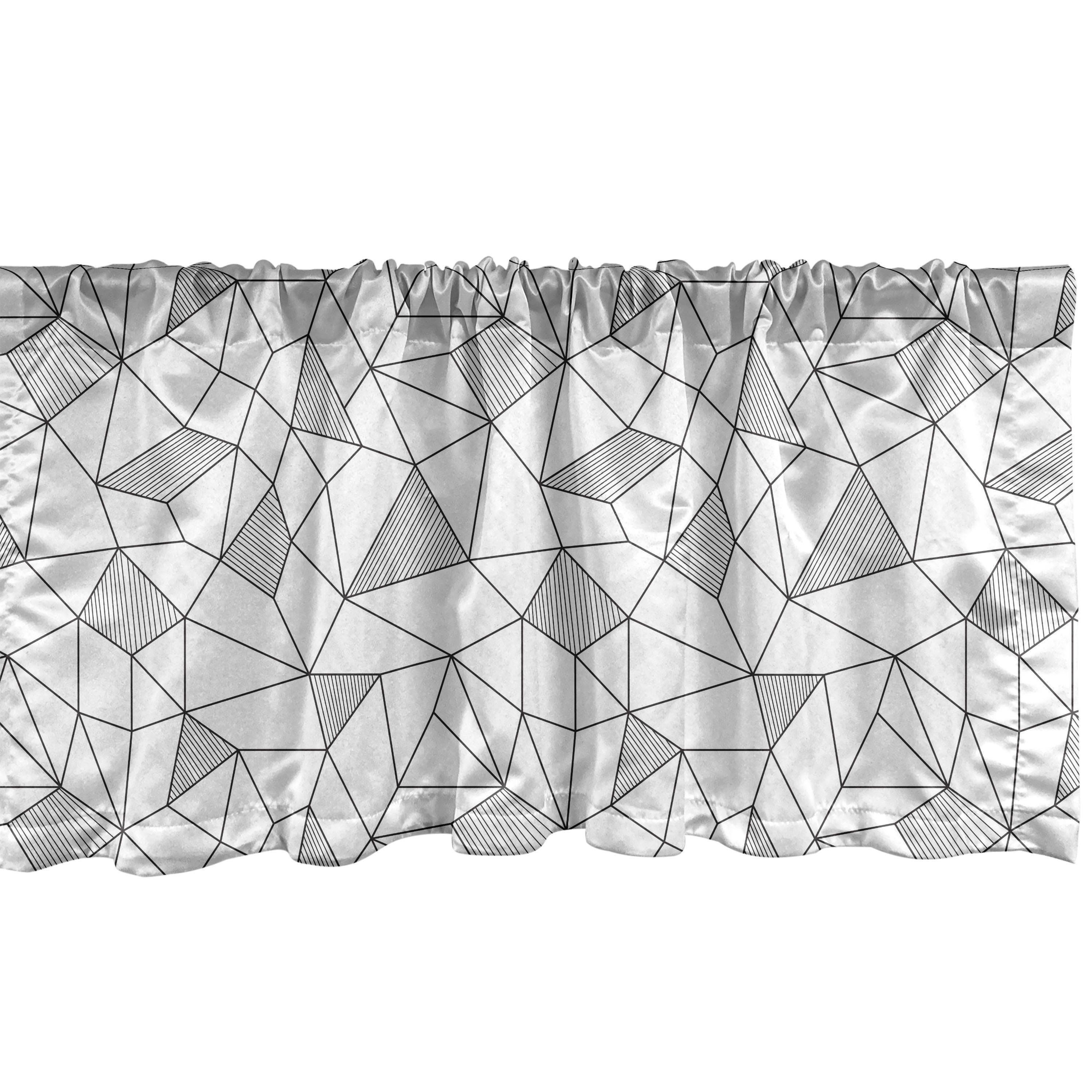 Scheibengardine Vorhang Volant für Küche Schlafzimmer Dekor mit Stangentasche, Abakuhaus, Microfaser, Abstrakt Geometric Line Kunst