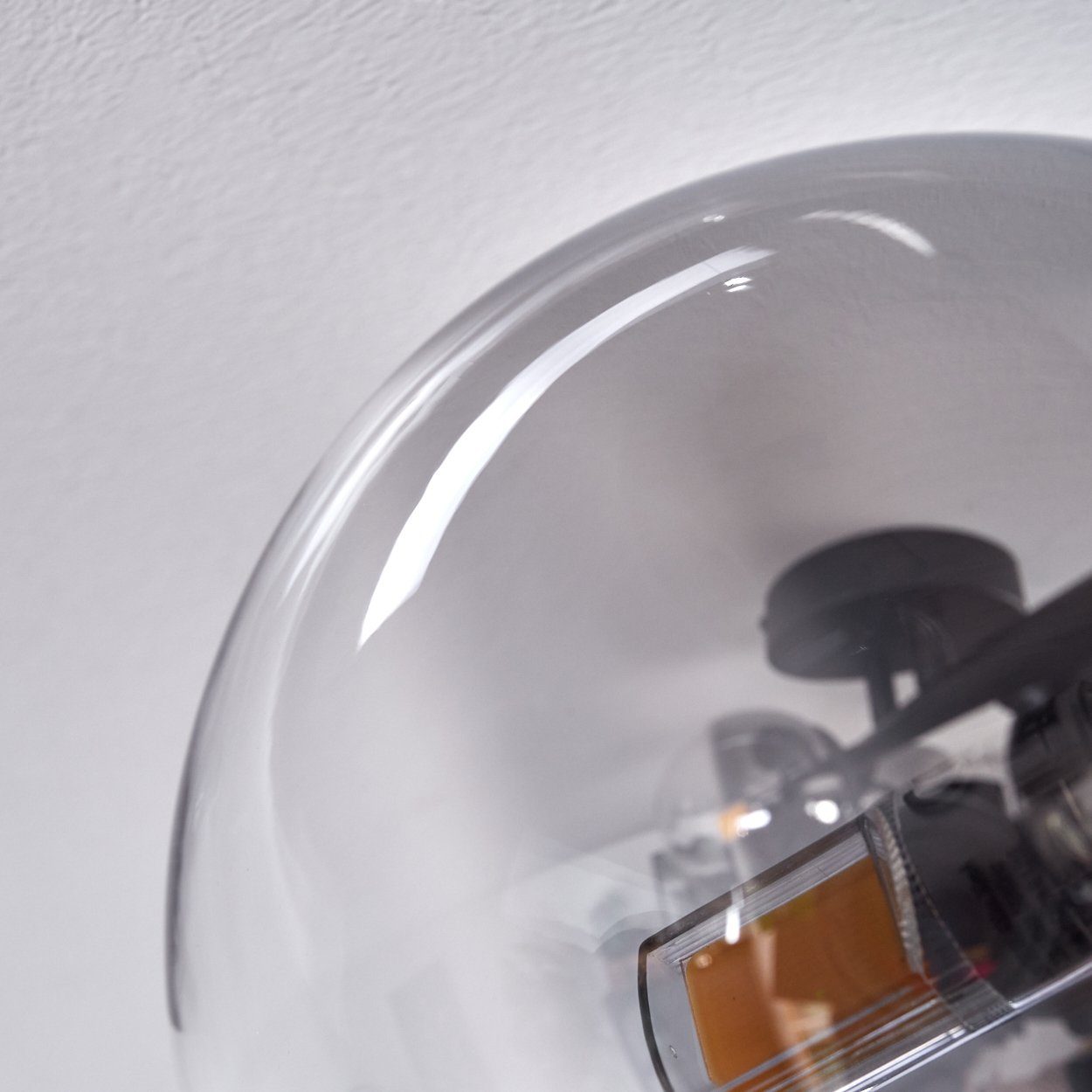 hofstein Deckenleuchte Deckenlampe aus Metall/Glas in Schwarz/Rauchfarben/Klar, ohne Leuchtmittel, Leuchte im Retro-Design aus Glas, 4 x G9 LED, ohne Leuchtmitt – Bild 3 von 5