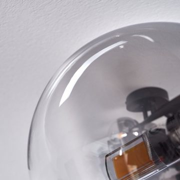 hofstein Deckenleuchte Deckenlampe aus Metall/Glas in Schwarz/Rauchfarben/Klar, ohne Leuchtmittel, Leuchte im Retro-Design aus Glas, 4 x G9 LED, ohne Leuchtmittel