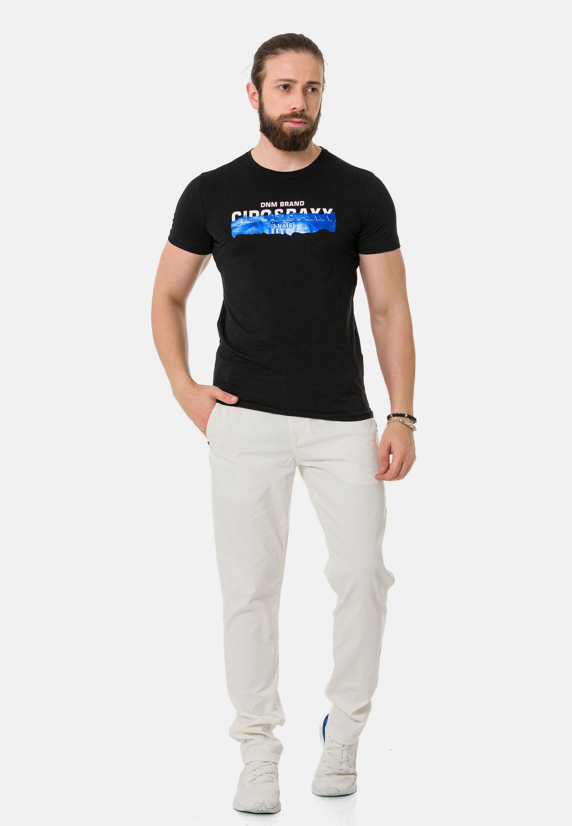 Cipo & Baxx T-Shirt mit schwarz coolem Markenprint