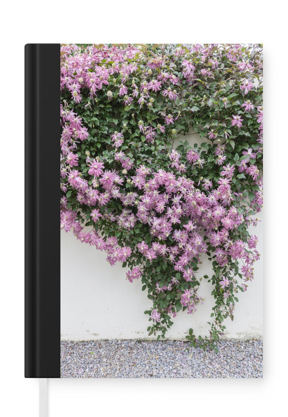 MuchoWow Notizbuch Schlingpflanze mit rosa Blüten, Journal, Merkzettel, Tagebuch, Notizheft, A5, 98 Seiten, Haushaltsbuch