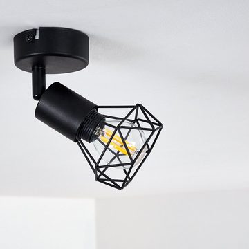 hofstein Deckenleuchte »Borio« verstellbare Retro Wandlampe aus Metall in Schwarz, ohne Leuchtmittel, 1xE14, Wandspot im Vintage Design in Gitter-Optik mit Lichteffekt