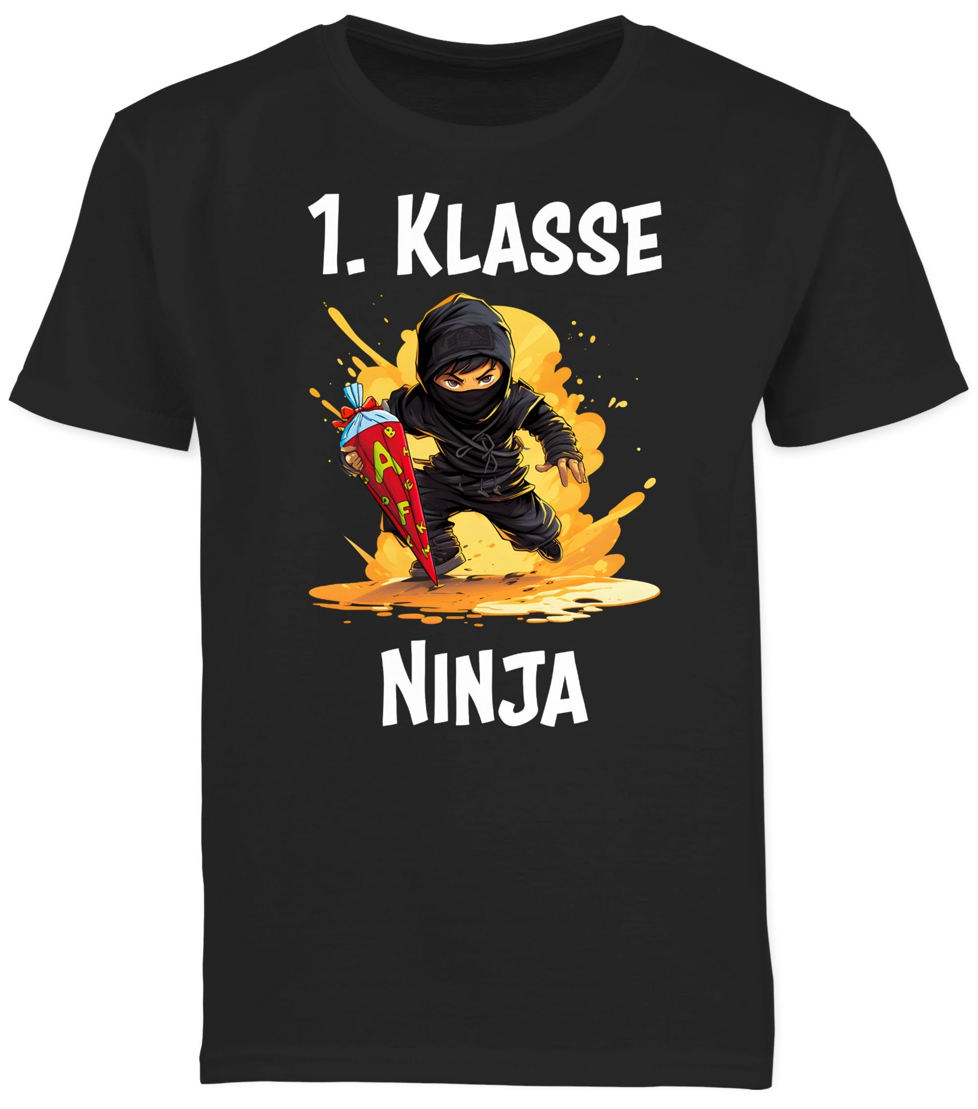 Klasse Geschenke Schulanfang Shirtracer Schulanfang Schwarz 1. 01 T-Shirt Schulkind Erste Junge Ninja Einschulung Einschulung