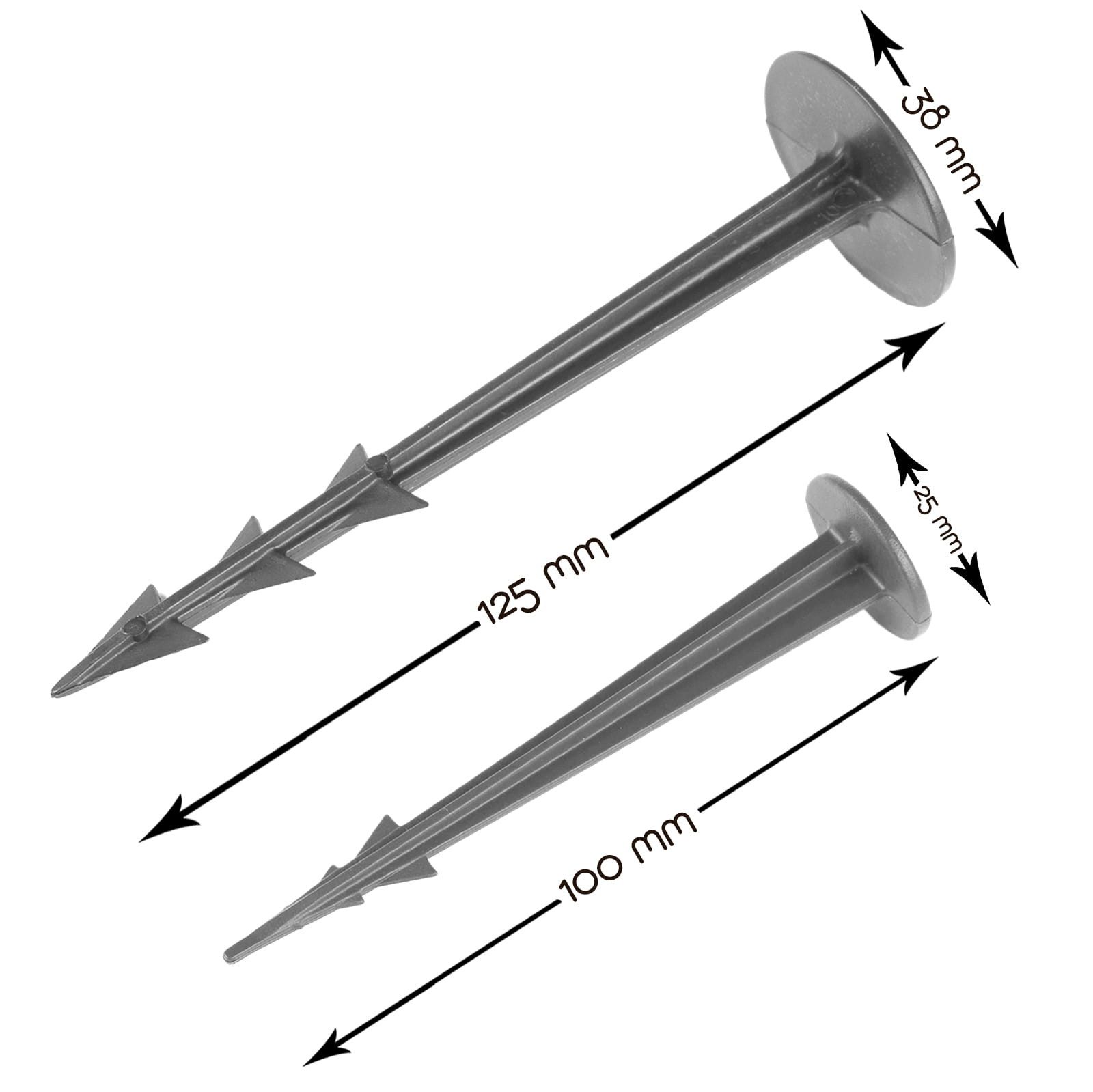 BooGardi Bodenanker Erdanker Kunststoff schwarz, für Unkrautvlies, zum Einschlagen, (100-St., 100 mm mit Kopf-Ø 25 mm), Erdnägel Zeltheringe Bodennägel Camping  – Bild 3 von 5
