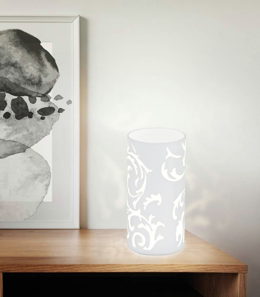 EGLO Tischleuchte GEO Tischlampe, opalmattes Glas mit floralem Muster, Scha günstig online kaufen