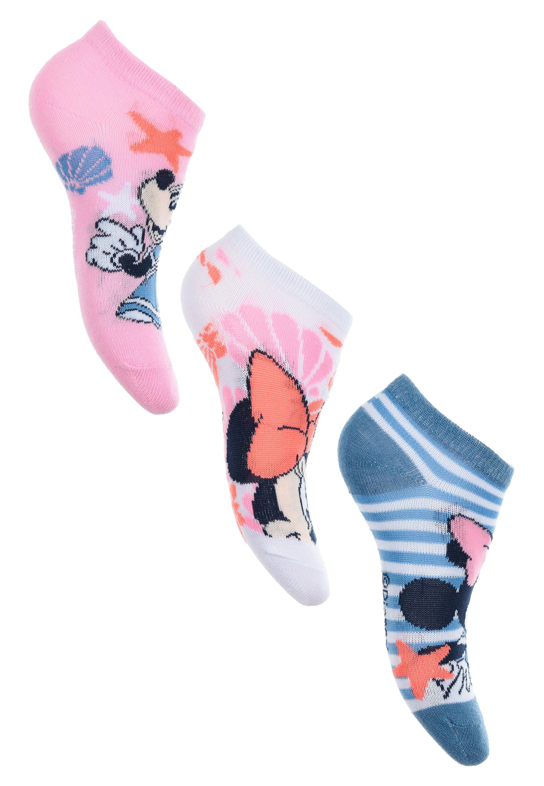 Minnie Sneaker (3-Paar) Sneakersocken Disney Mädchen Mouse Strümpfe Kinder Socken