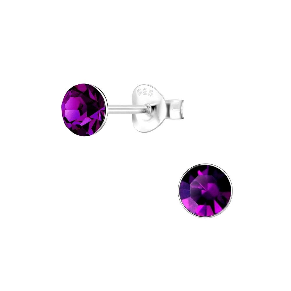 ALEXANDER YORK Paar Ohrstecker KRISTALL 5 mm amethyst, 2-tlg., 925 Sterling Silber