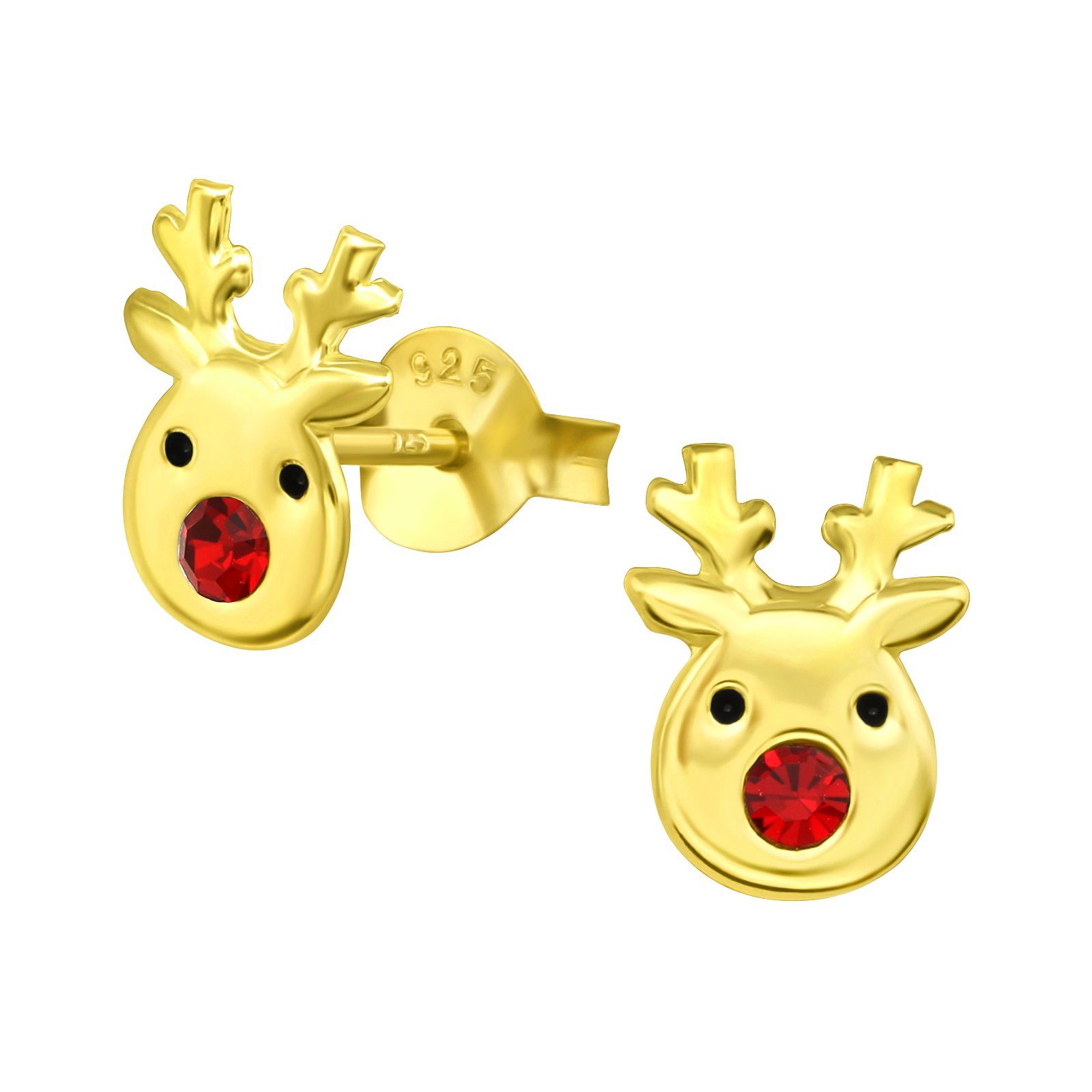 Gold Nikolaus Weihnachten, Paar Ohrstecker schmuck23 925 Ohrringe Silber, Rentier Weihnachten Kinder Mädchen, Kinderschmuck Nikolaus,
