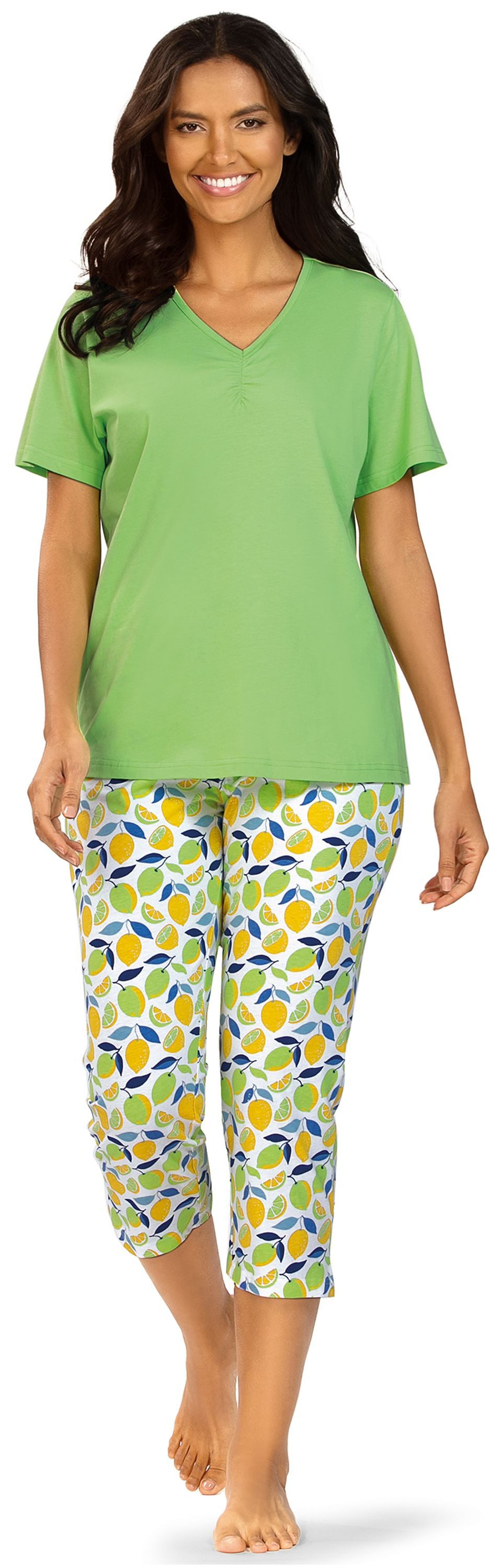 comtessa Schlafanzug Summer Whisper (Set, 2 tlg., 2-teilig) Damen Pyjama 2-teilig 7/8 Hose Baumwolle große Größen Sommer