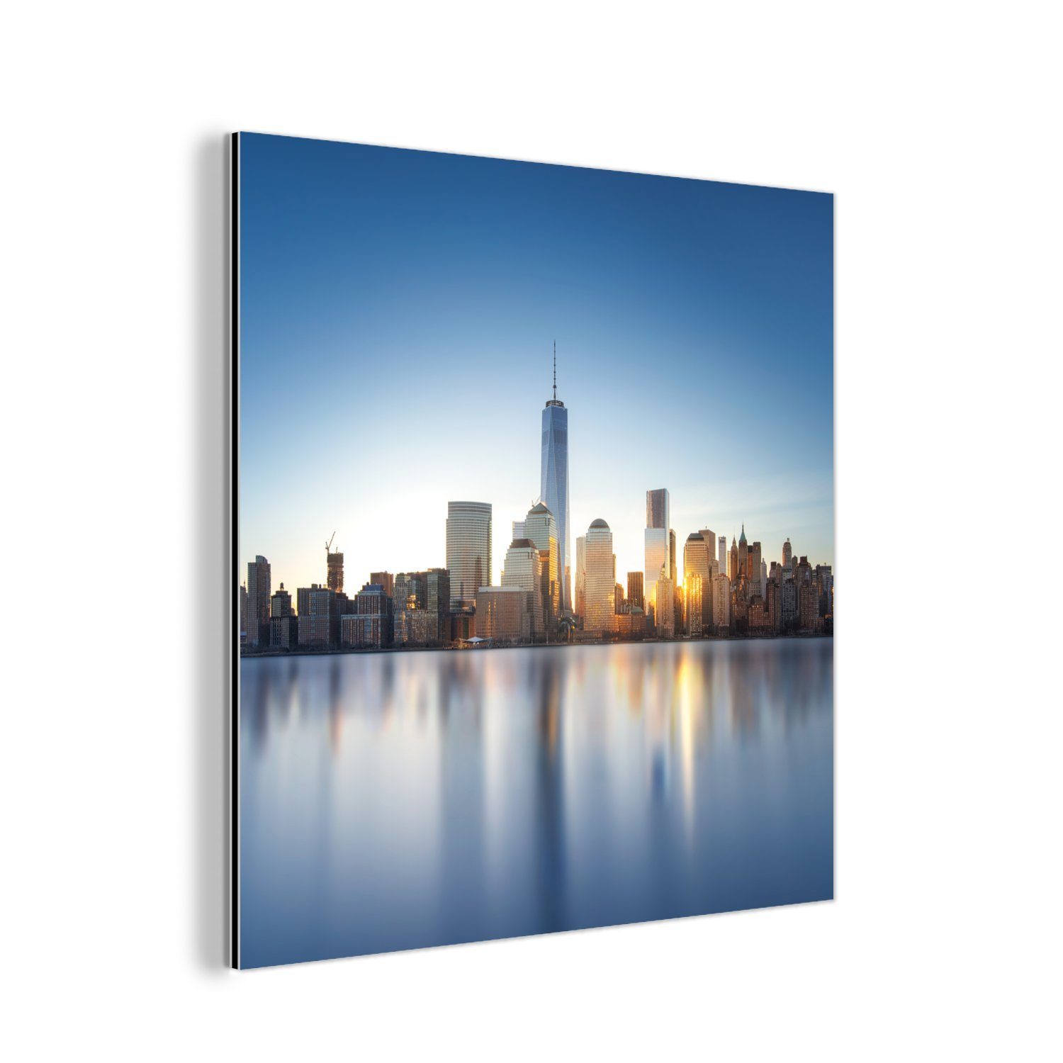 MuchoWow Metallbild New York - Skyline - Wasser, (1 St), Alu-Dibond-Druck, Gemälde aus Metall, Aluminium deko