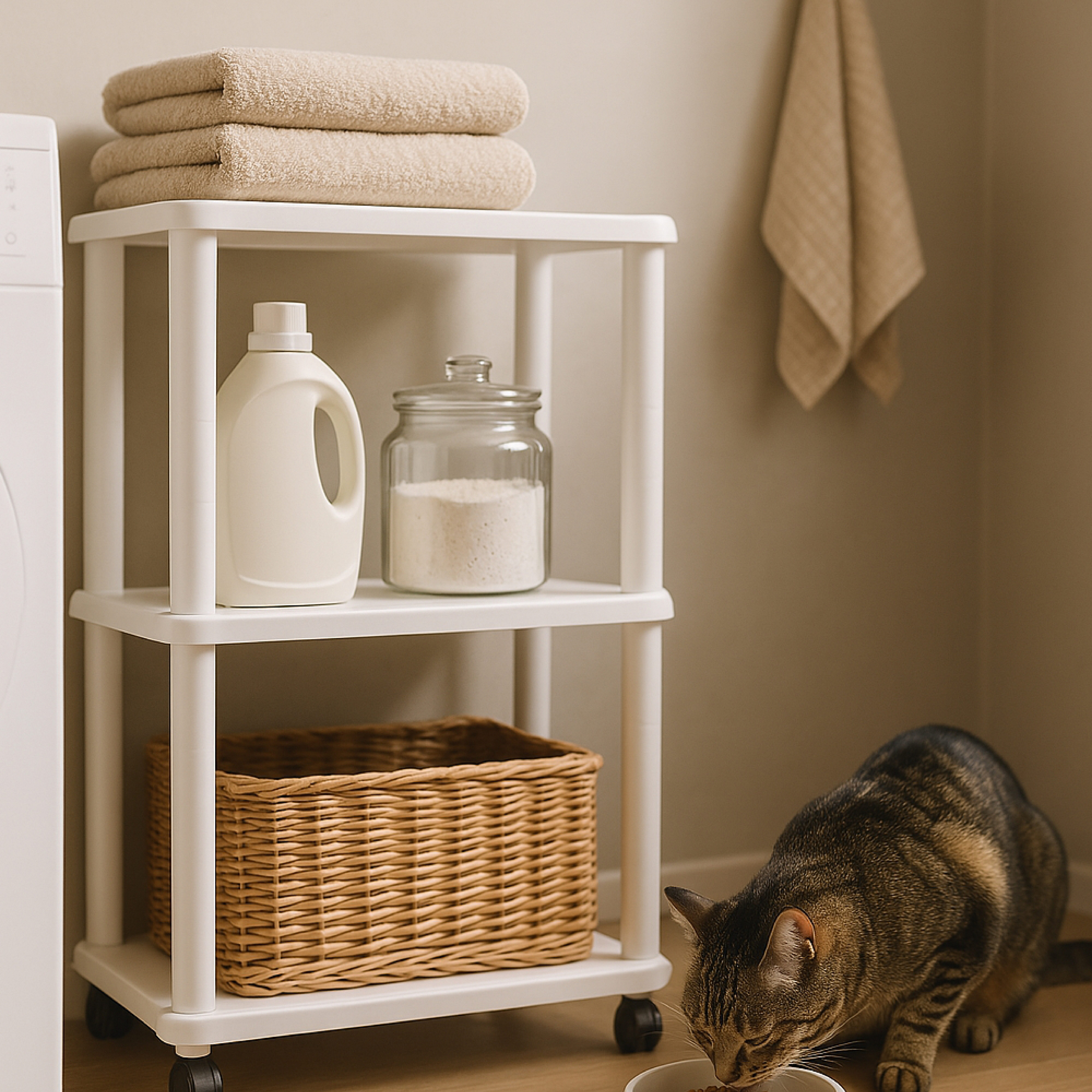 Bischof Badregal Amico II, Stabil, mobil, agil und zu 100% aus recycletem Material.