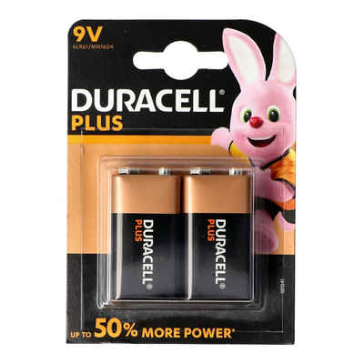 Duracell Duracell MN1604 Plus Power 9V Alkaline Batterie E-Block 6LR61 im 2er Batterie, (9,0 V)