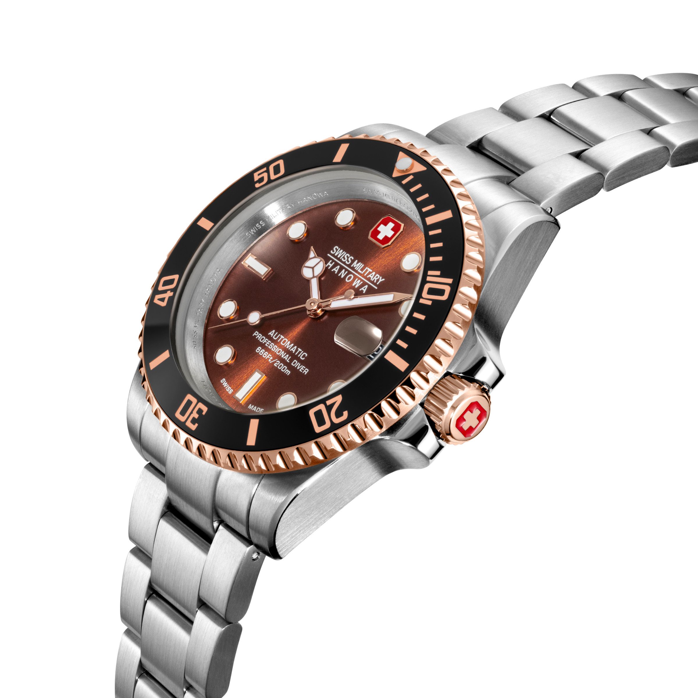 Swiss Military Hanowa Automatikuhr Sealord SMWGL0006360, Armbanduhr, Herrenuhr, Swiss Made, Mechanische Uhr, Edelstahlarmband
