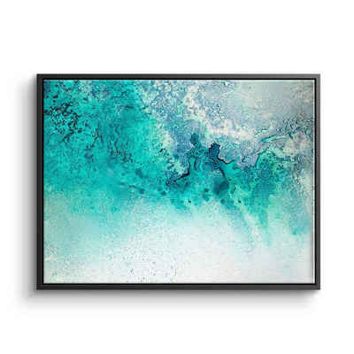 DOTCOMCANVAS® Leinwandbild Turquoise Whispering, Leinwandbild Turquoise abstrakte moderne Kunst weiß blau Strand Meer