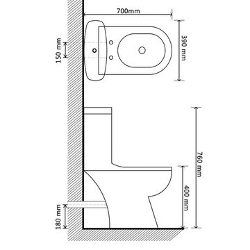DOTMALL Tiefspül-WC KomplettSet, Abgang senkrecht, Doppelspülmechanismus Design