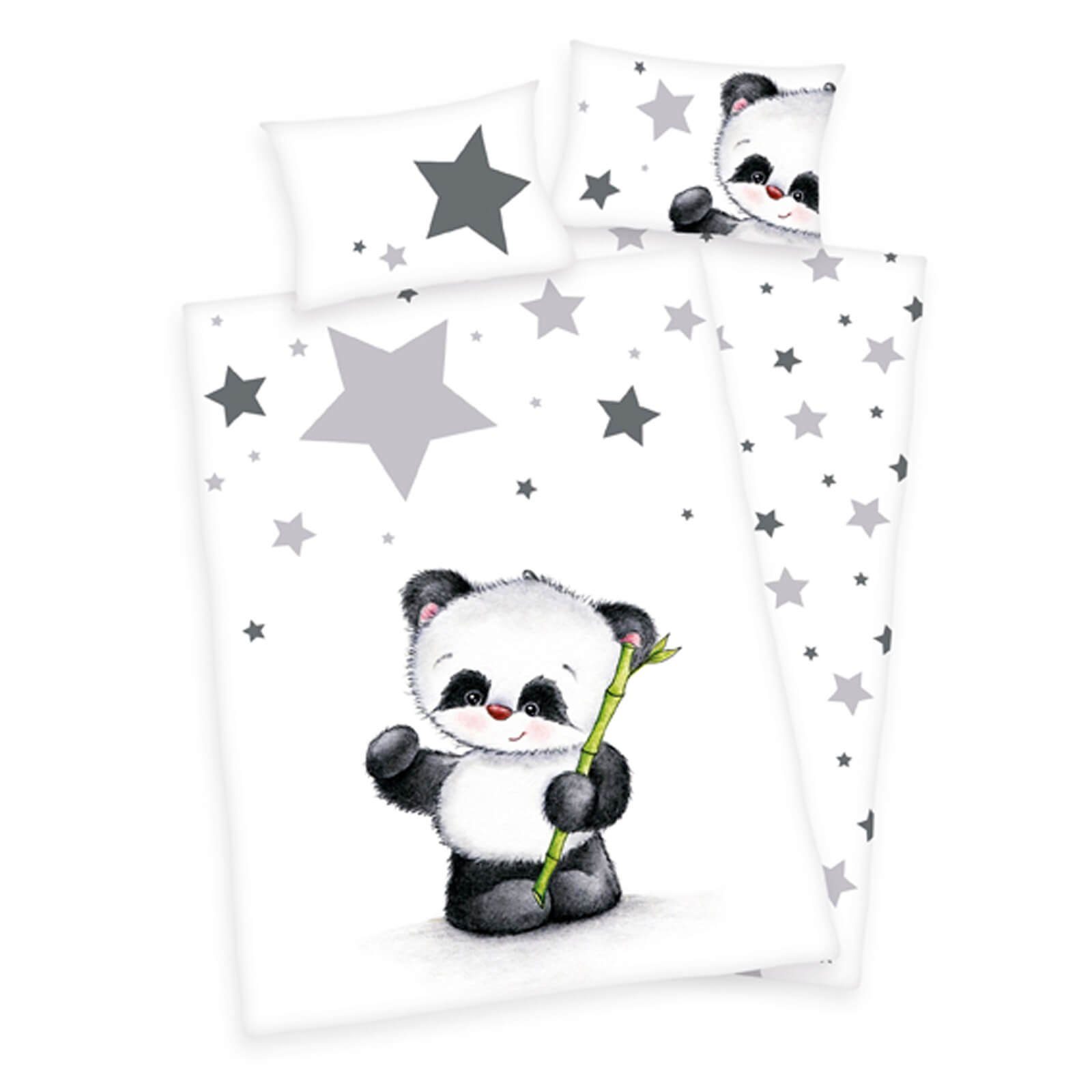Heimtextilien Bettwäsche-Sets Babybettwäsche Kleiner Panda - Baby-Bettwäsche-Set in Flanell und Fleece-decke von Herding, Baby B