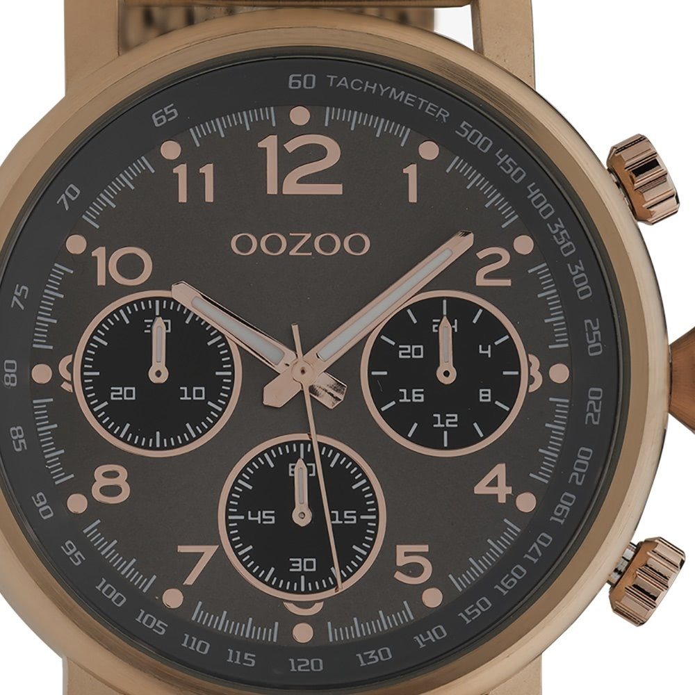 OOZOO Quarzuhr Oozoo Damen, Herren Armbanduhr bronze, (Analoguhr), Damen, Herrenuhr rund, groß (ca. 45mm) Edelstahlarmband, Elegant-Style