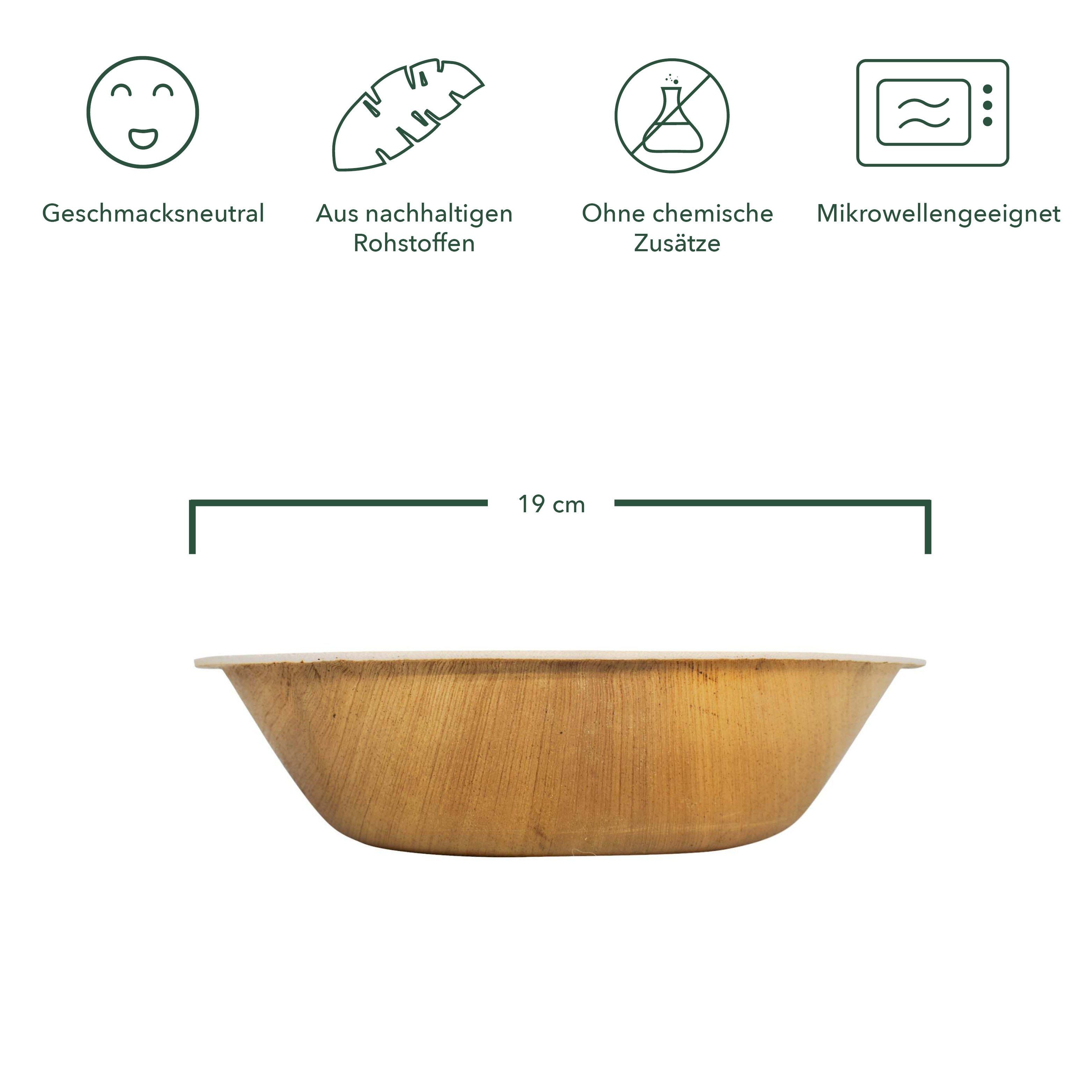 wisefood Einwegschale Palmblatt Schale / Schüssel rund Ø 19 cm, Palmblatt, (25-tlg)