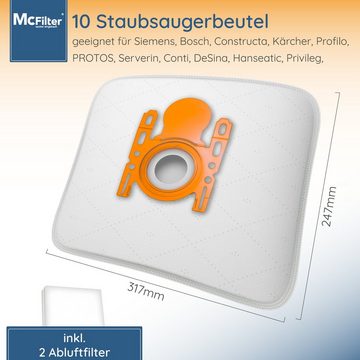 McFilter Staubsaugerbeutel Staubbeutel, passend für Siemens Plus Limited Edition iQ300 VSP3AAAA Staubsauger, 10 St., 5-lagiger Staubbeutel mit Hygieneverschluss, inkl. Filter