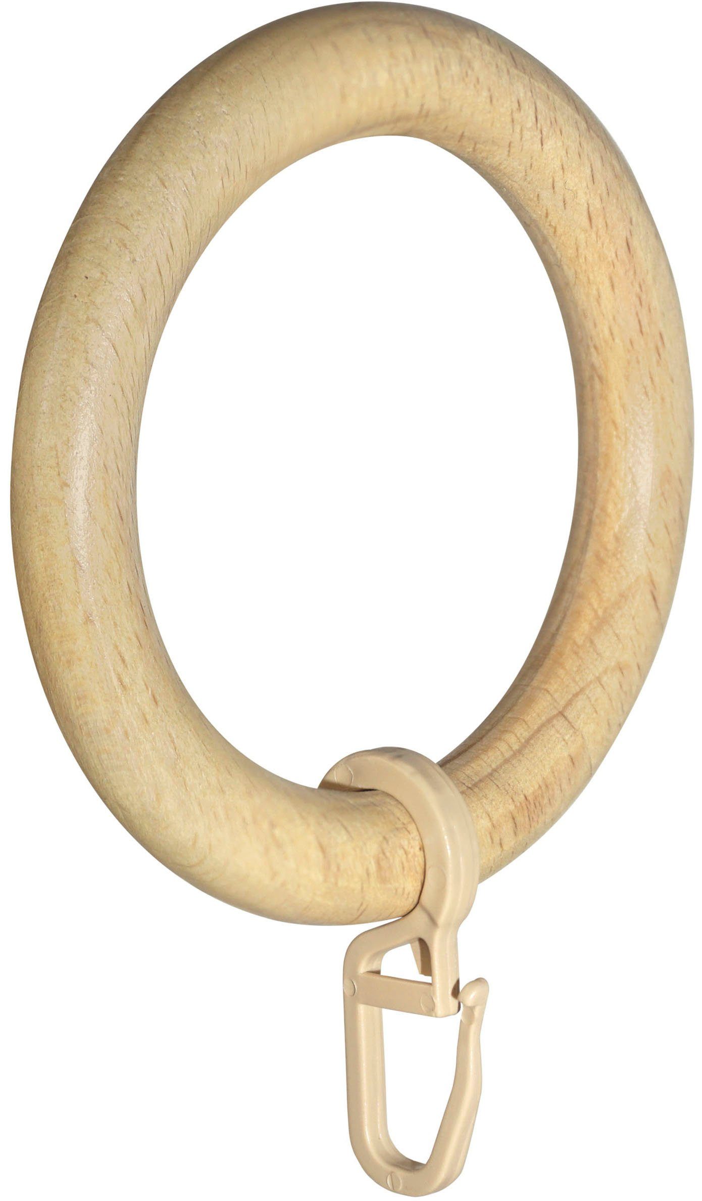 GARESA Gardinenring Holzring mit Haken, (20-St), für Durchmesser bis 35mm, einfache Montage