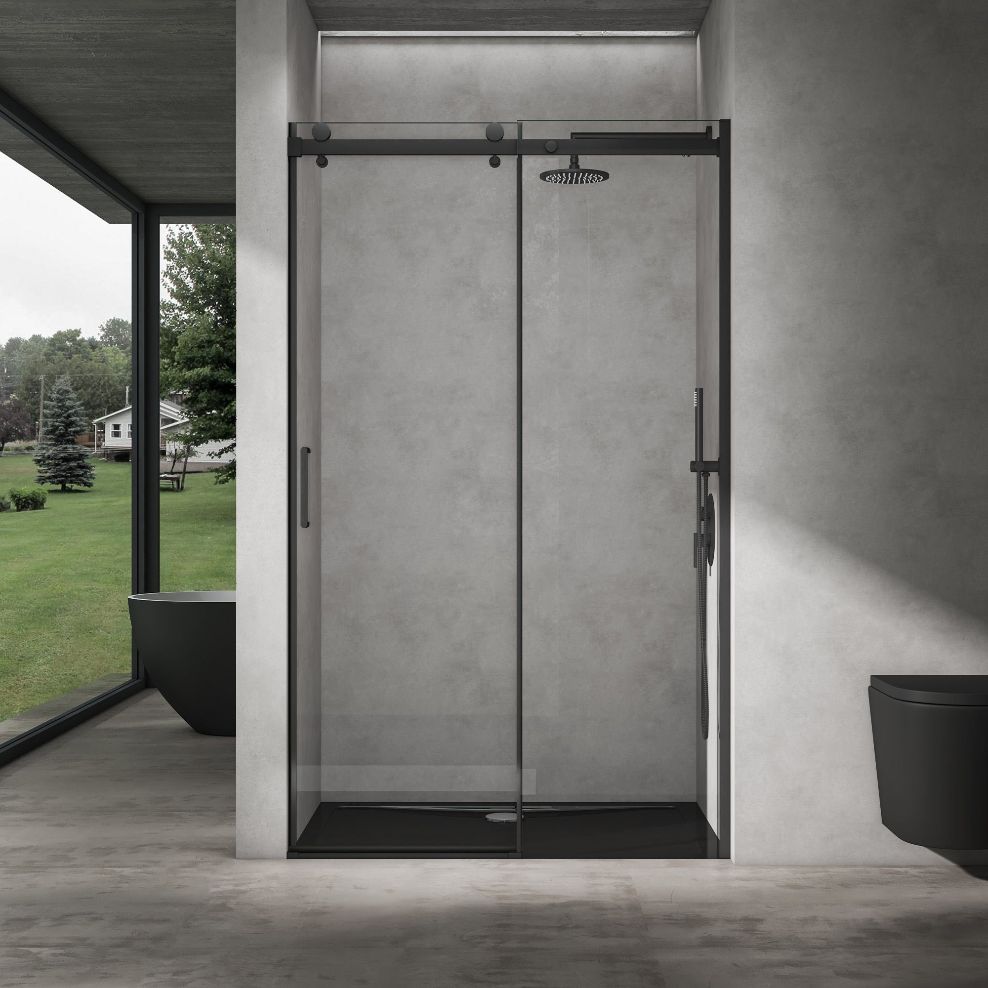 doporro Dusch-Schiebetür Duschtür Nischentür dusche Duschabtrennung Duschkabine Teramo19K, 100x195 cm, Einscheibensicherheitsglas, mit Schiebetür, mit Doppelrol – Bild 3 von 5