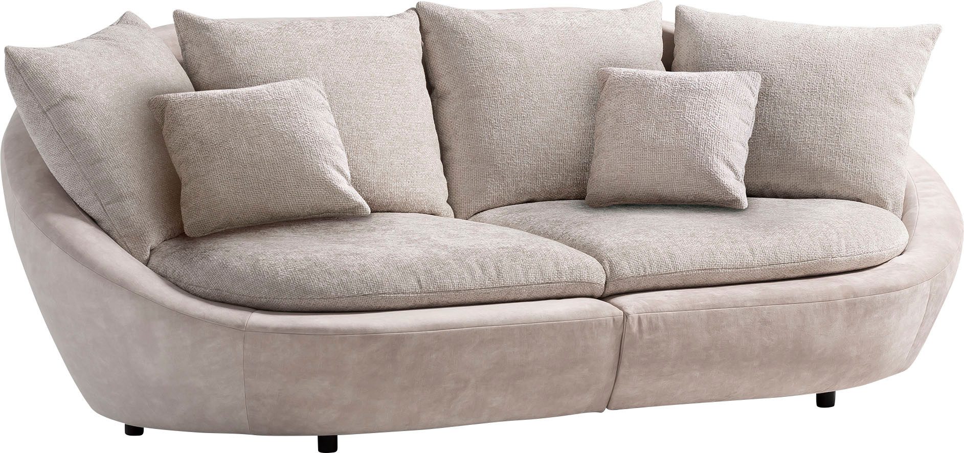 TRENDMANUFAKTUR Big-Sofa Maui, inklusive 4 Rückenkissen und 2 Zierkissen, Designersofa, Organische Form, Sofa frei im Raum stellbar, moderne Optik
