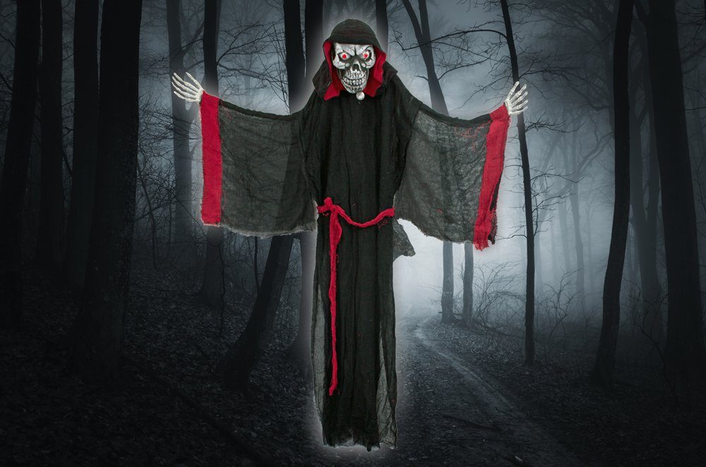 Das Kostümland cm Standfigur Horror Vampir 155 Animiert Dekoration Geist Skelett - - Dekofigur Puppe Party mit Totenkopf Halloween