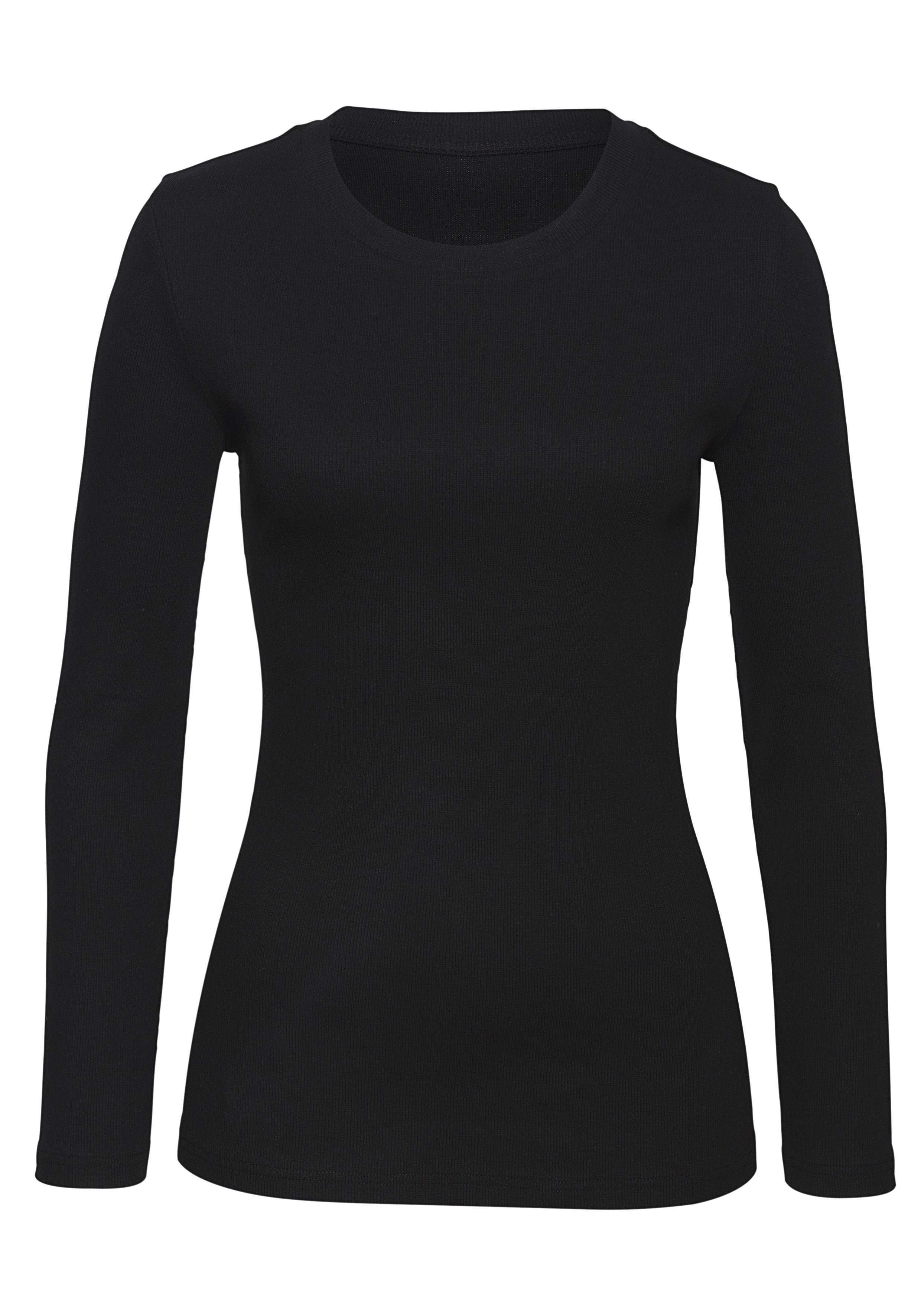 Vivance by Lascana Langarmshirt aus modischer Rippware (2er-Pack) aus Baumwoll-Stretch – Bild 5 von 5