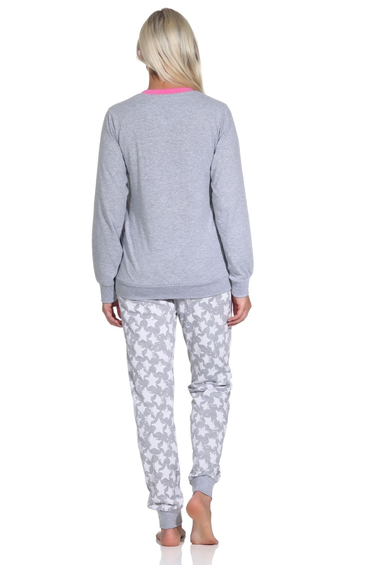 Normann Pyjama Normann Damen Schlafanzug mit Bündchen in wunderschöner Sternenoptik – Bild 3 von 4