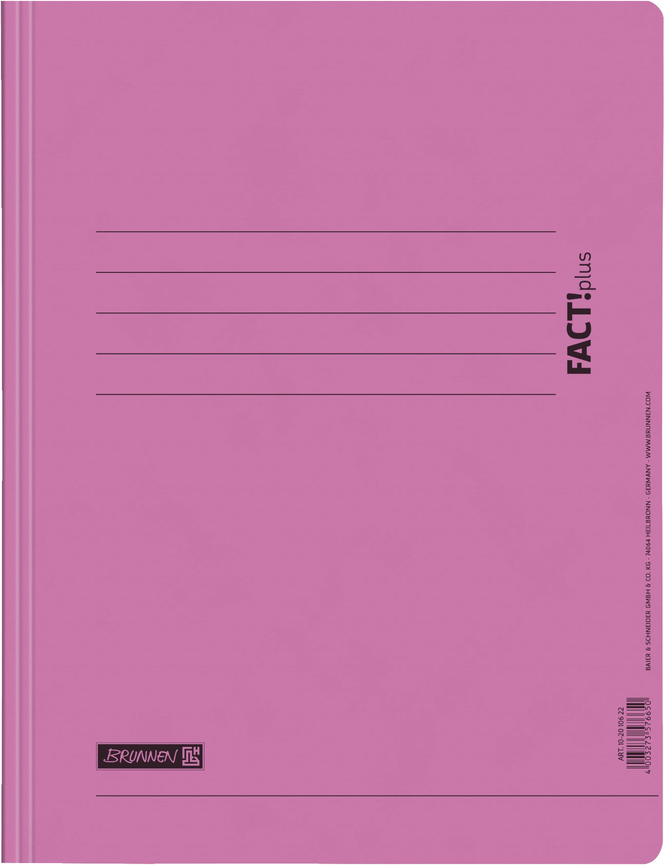 BRUNNEN Hefter FACT!plus Schnellhefter rosa A4 Pappe Karton 375g/m² 10-2010622, Schnellheft Mechanik, mit Amtsheftung