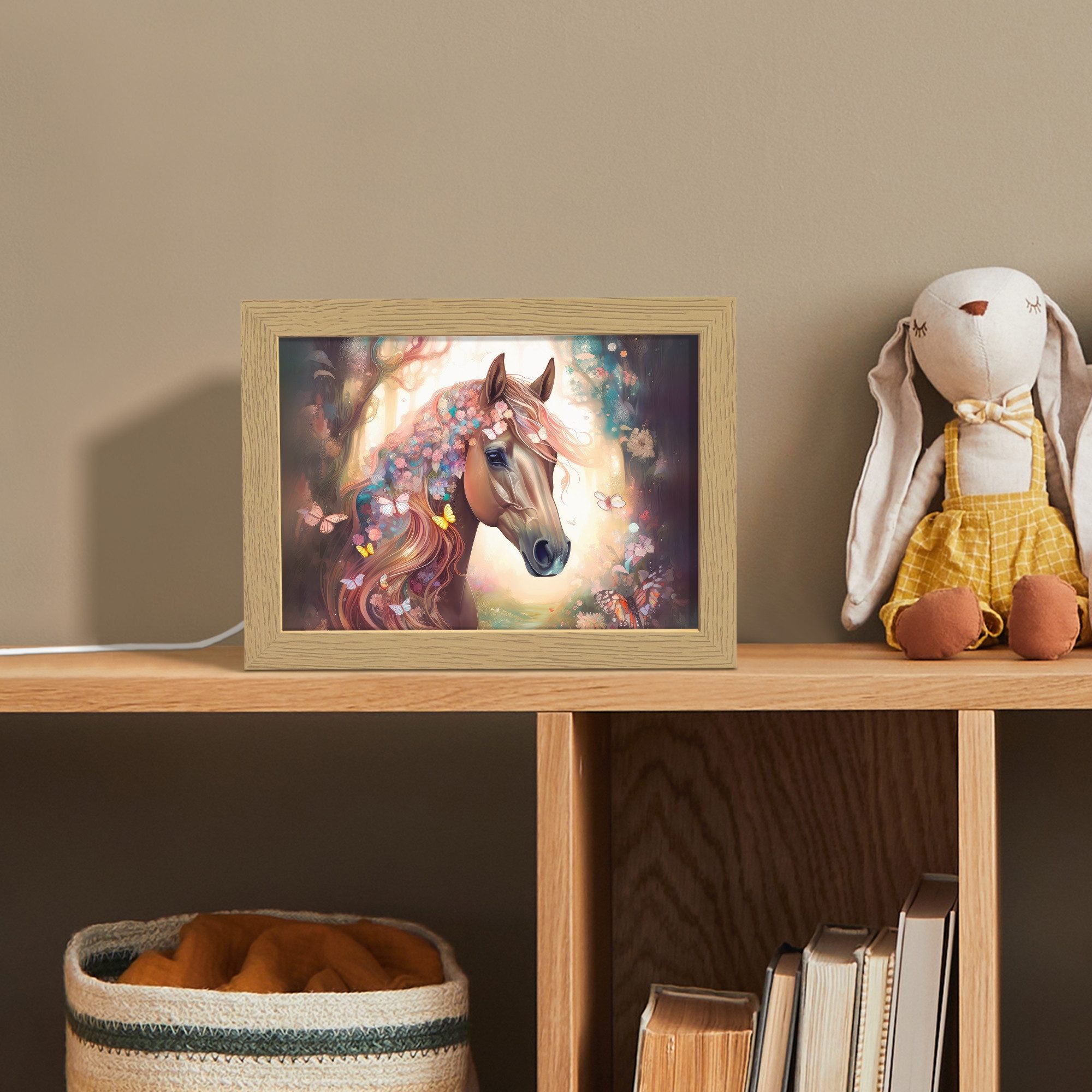 OnlyWow Nachttischlampe Lightbox Pferd - Natur - Blumen - Schmetterlinge - Wald - Mädchen, Dimmbar, Farbwechsel, LED, Warmweiß, Kaltweiß, Neutralweiß Einstellba – Bild 4 von 5