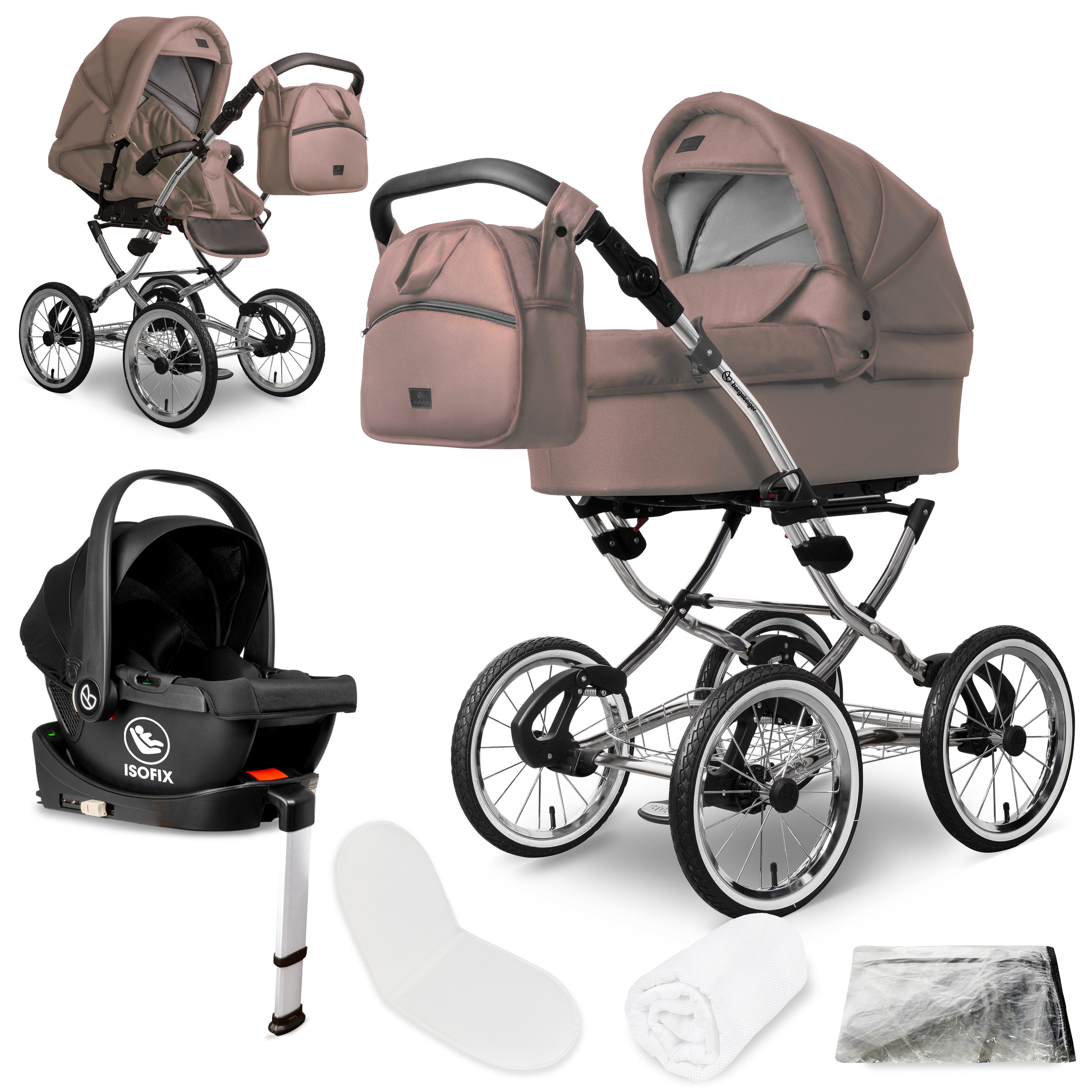 bergsteiger Kombi-Kinderwagen Venedig Retro-Kinderwagen 3in1, (10-tlg)