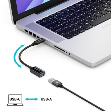 deleyCON deleyCON USB-C auf USB-A OTG Adapter Kabel USB3.0 5Gbit/s C-Stecker Smartphone-Adapter