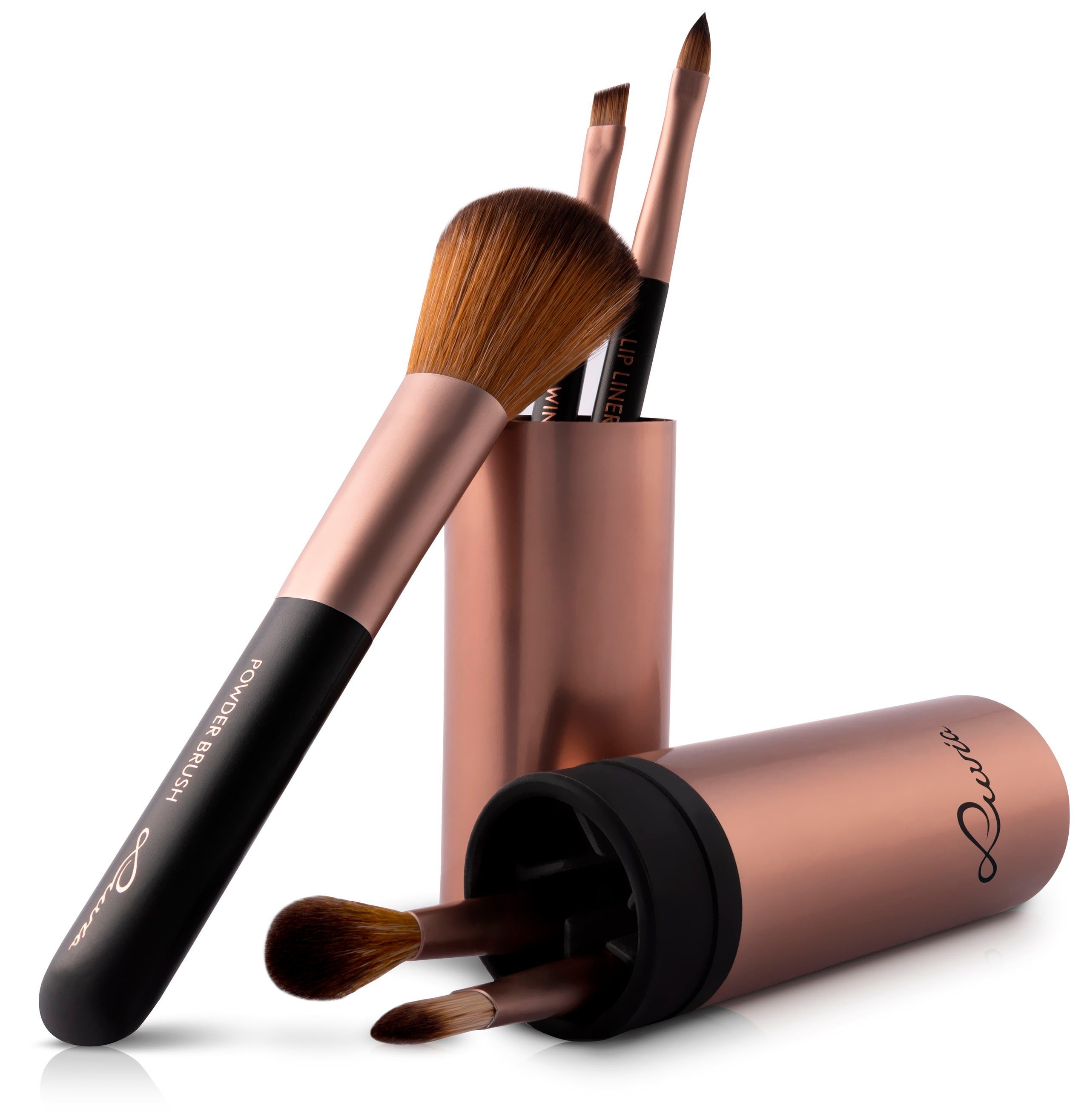 Luvia Cosmetics Kosmetikpinsel-Set TRAVEL SET, 5 tlg., 5 Pinsel aus Nurai-Haar, vegan, perfekt für Unterwegs.