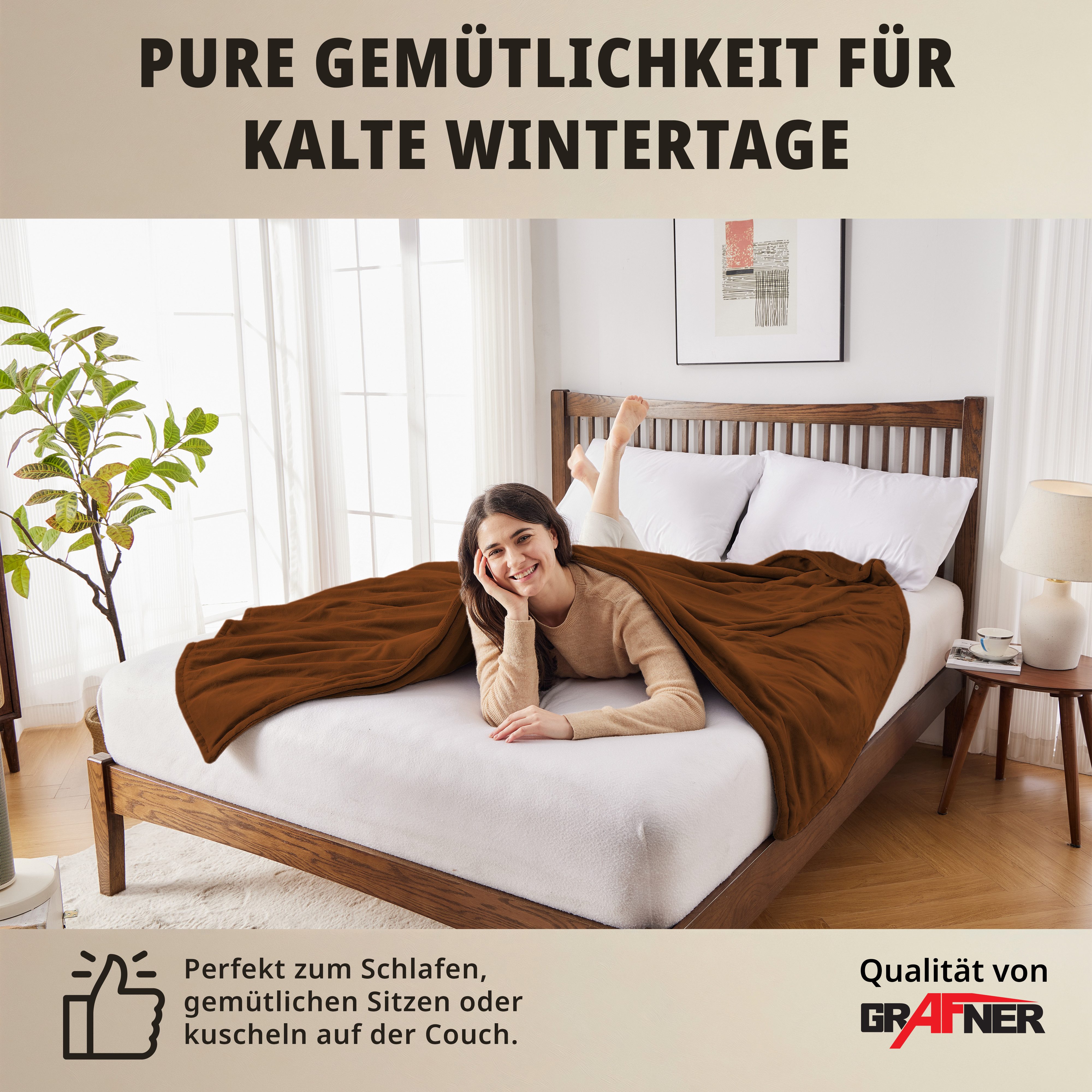 Grafner Heizdecke Heizdecke Wärmedecke Fleece Elektro 180x130cm verschiedene Farben, elektronisch geregelte Temperaturstufen