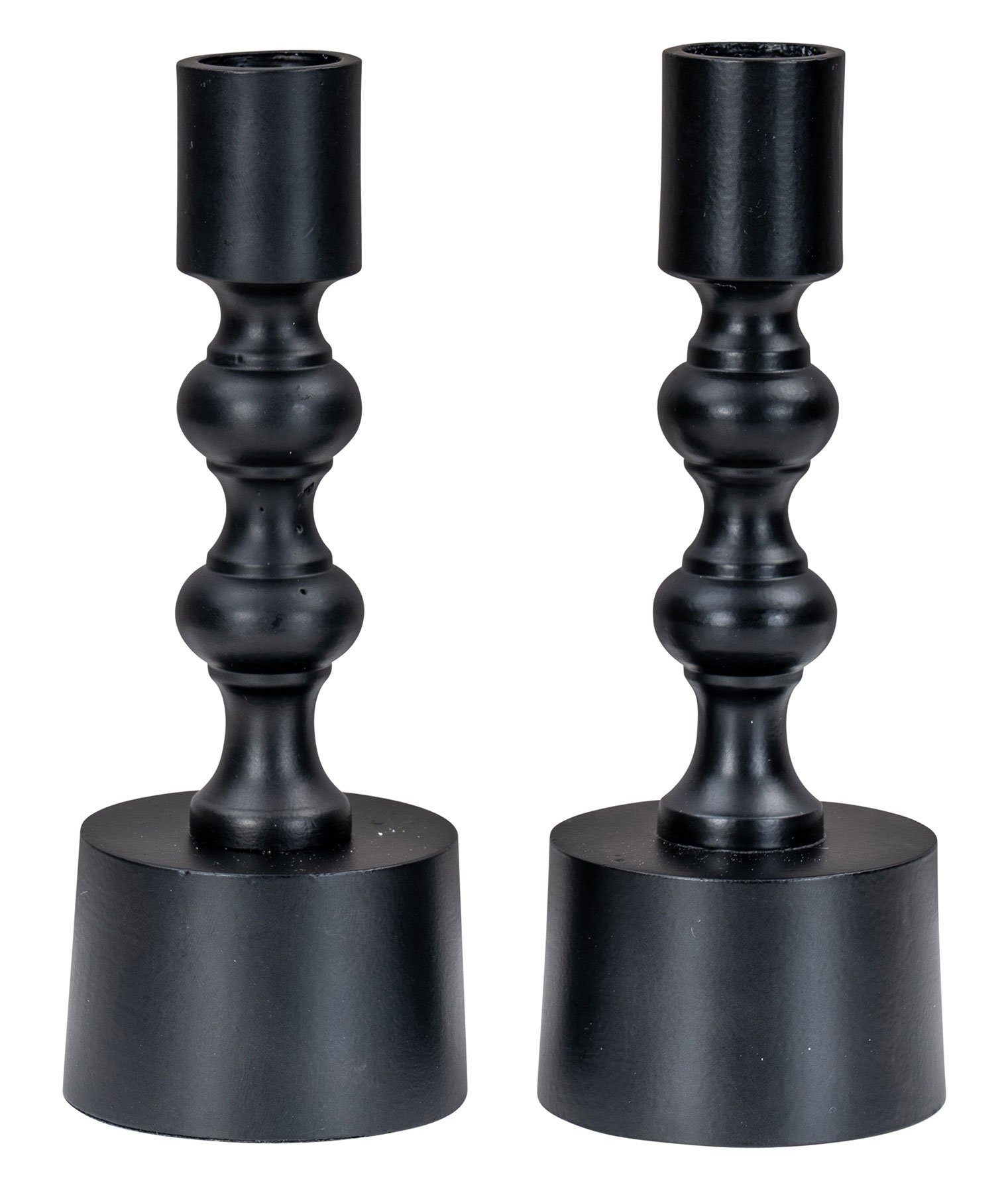 Levandeo® Tischkerzenhalter, 2er Set Kerzenhalter Schwarz Stabkerzen H17cm Metall Kerzenständer