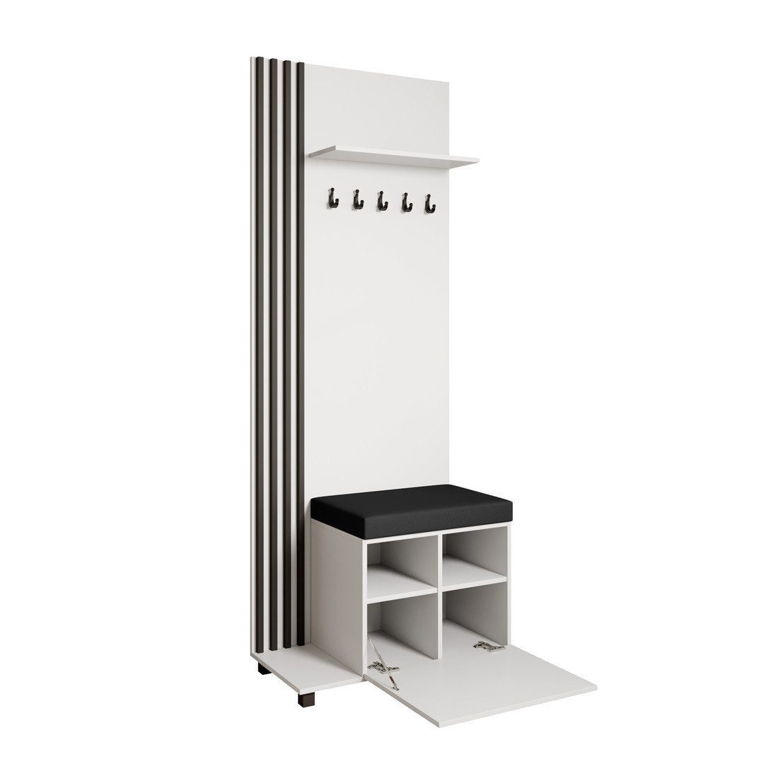 Beautysofa Garderobenschrank Garderobenschrank mit Aufhängern LIVIA (Mit eleganten Kleiderbügeln) mit Verschließbarer Schuhschrank