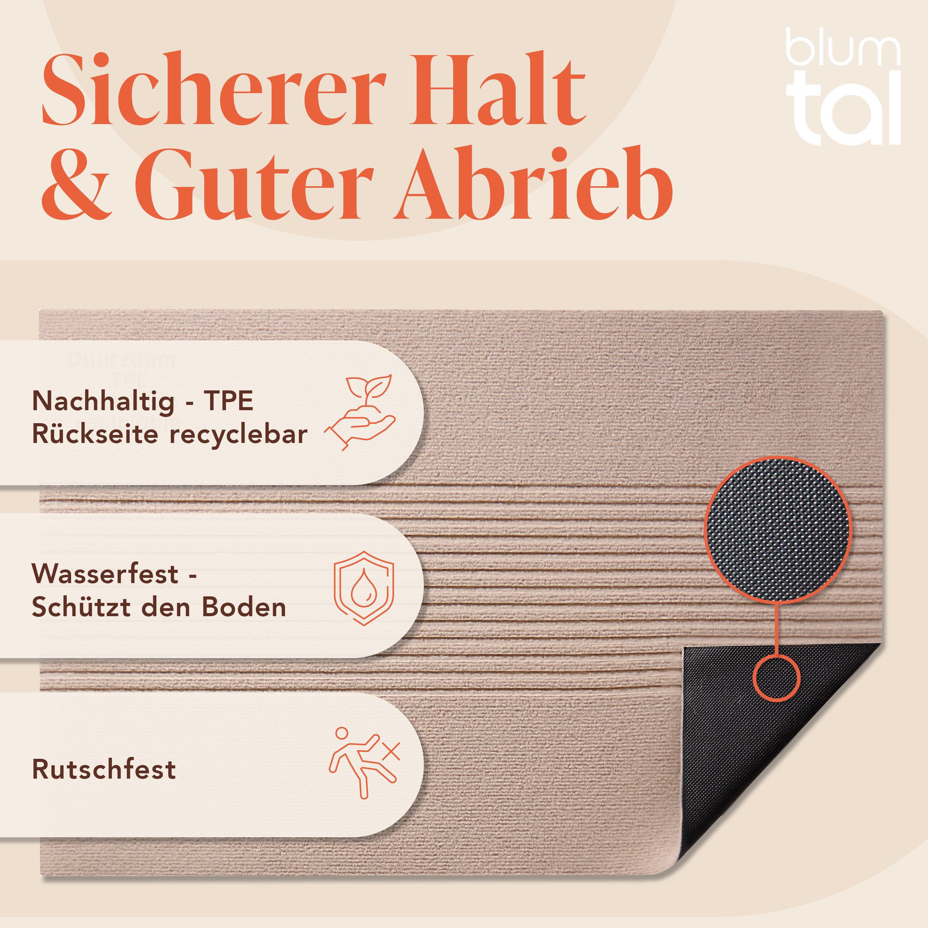 Blumtal Fußmatte rutschfeste Schmutzfangmatte aus langlebigem Polyester, Fußmatte innen/Schmutzfangmatte außen – Bild 4 von 5