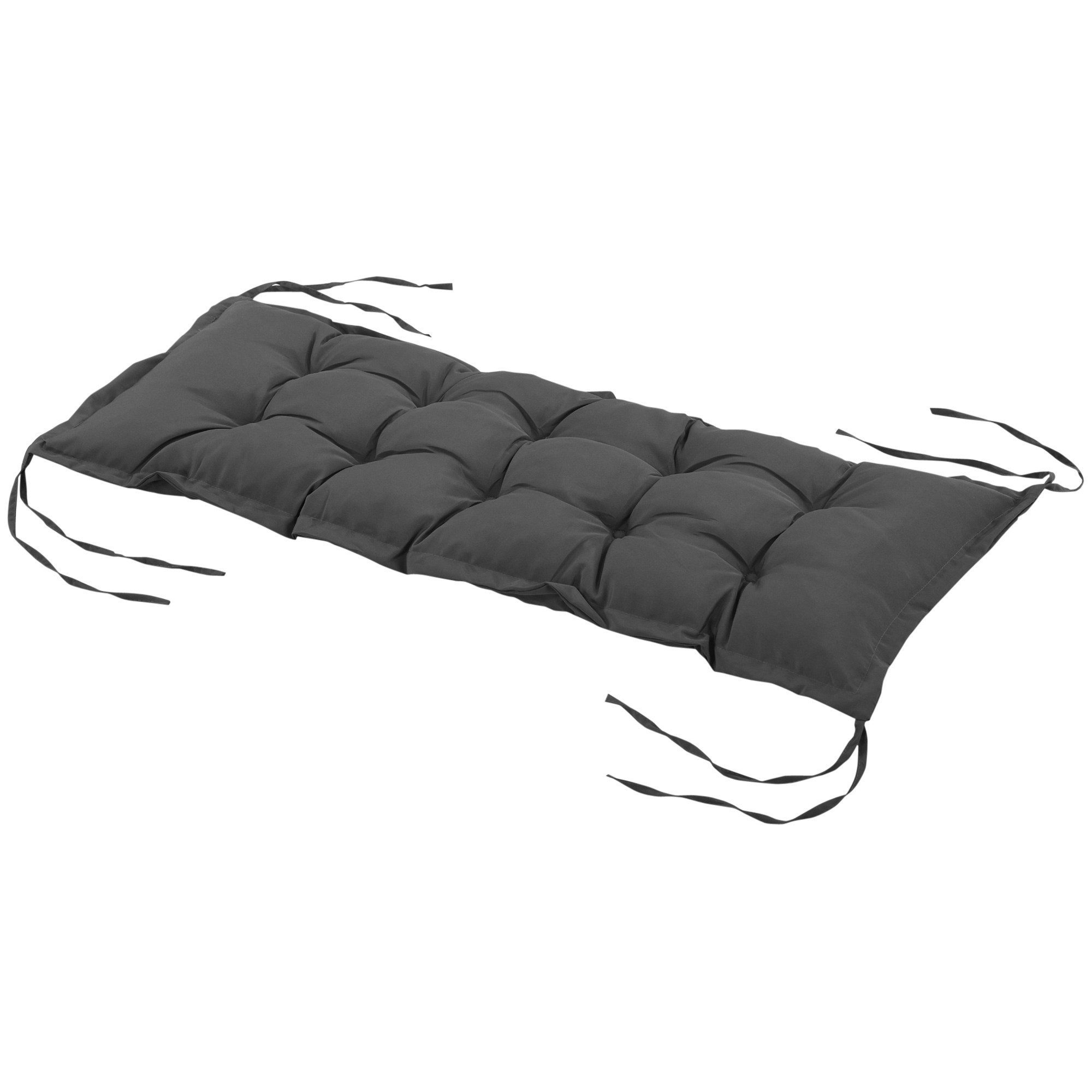 Outsunny Sitzkissen mit Bindebänder, 10cm dick, waschbar, 100 x 40 cm, für Haus, Garten, Sofa, Stühle, Dunkelgrau