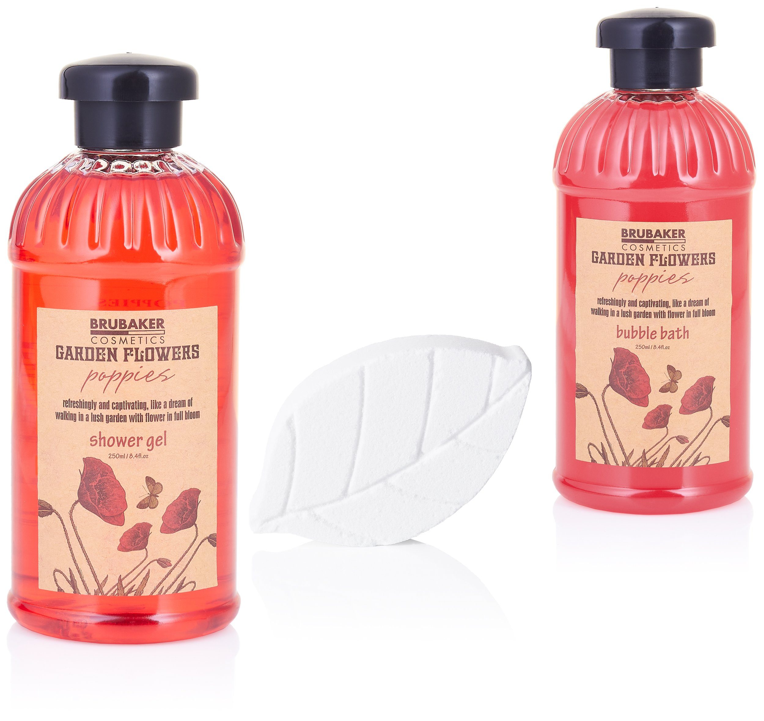 BRUBAKER Pflege-Geschenkset Dusch- und Badeset mit Mohnblumen Duft - Wellness Pflegeset für Damen, 7-tlg., Frauen Geschenkset im Vintage Pflanzkübel, Beauty
