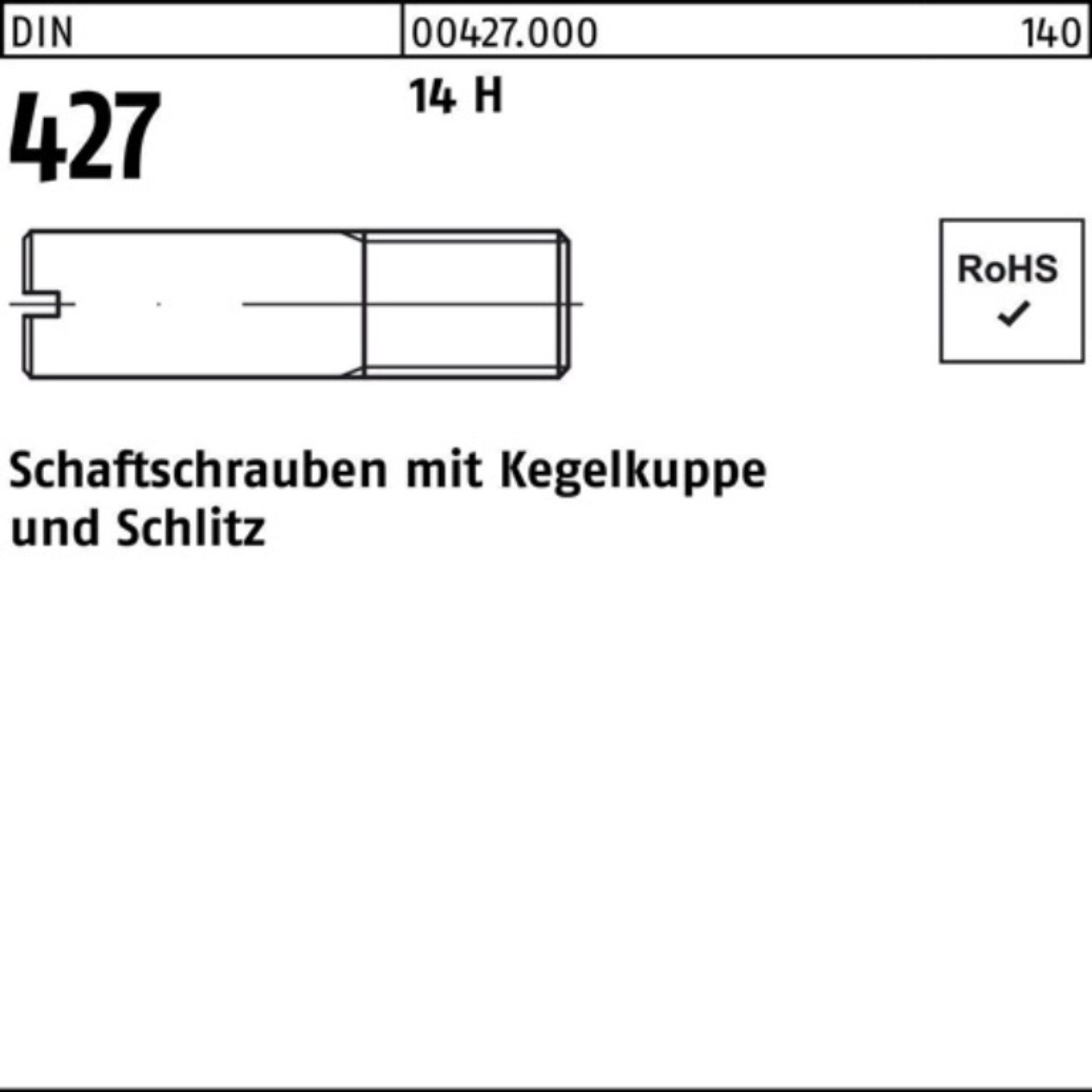 Schraube Kegelkuppe/Schlitz 2342 20 DIN Pack 427/ISO Reyher Schaftschraube M12x 100er