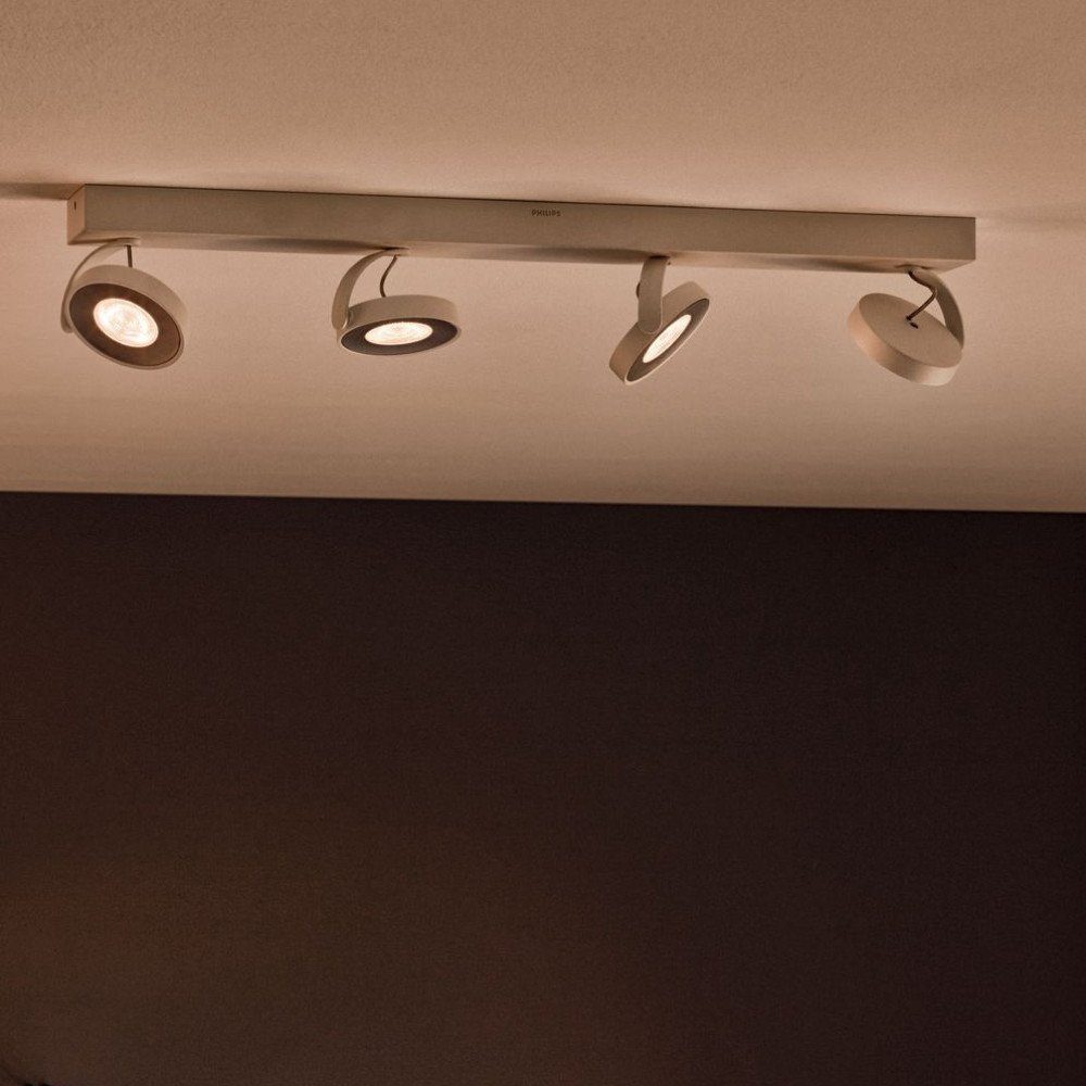 Philips LED Deckenstrahler Zeitloser myLiving weiß, warmweiss, in LED, Ja, enthalten: Deckenstrahler, Deckenspot, Aufbaustrahler fest keine Angabe, Clockwork verbaut, warmglow, 4-flammig, Leuchtmittel Deckenspot