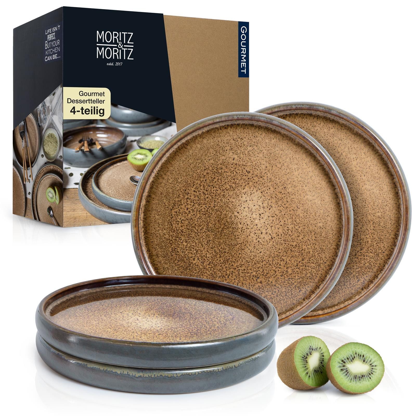 Moritz & Moritz Dessertteller SOLID 4x Dessertteller Beige, (4 St), Robustes Steinzeug, Spülmaschinengeeignet