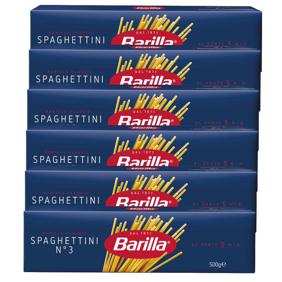 Barilla Nudeln, Barilla Spaghettini Nummer 3 Hartweizen Pasta 500g 6er Pack