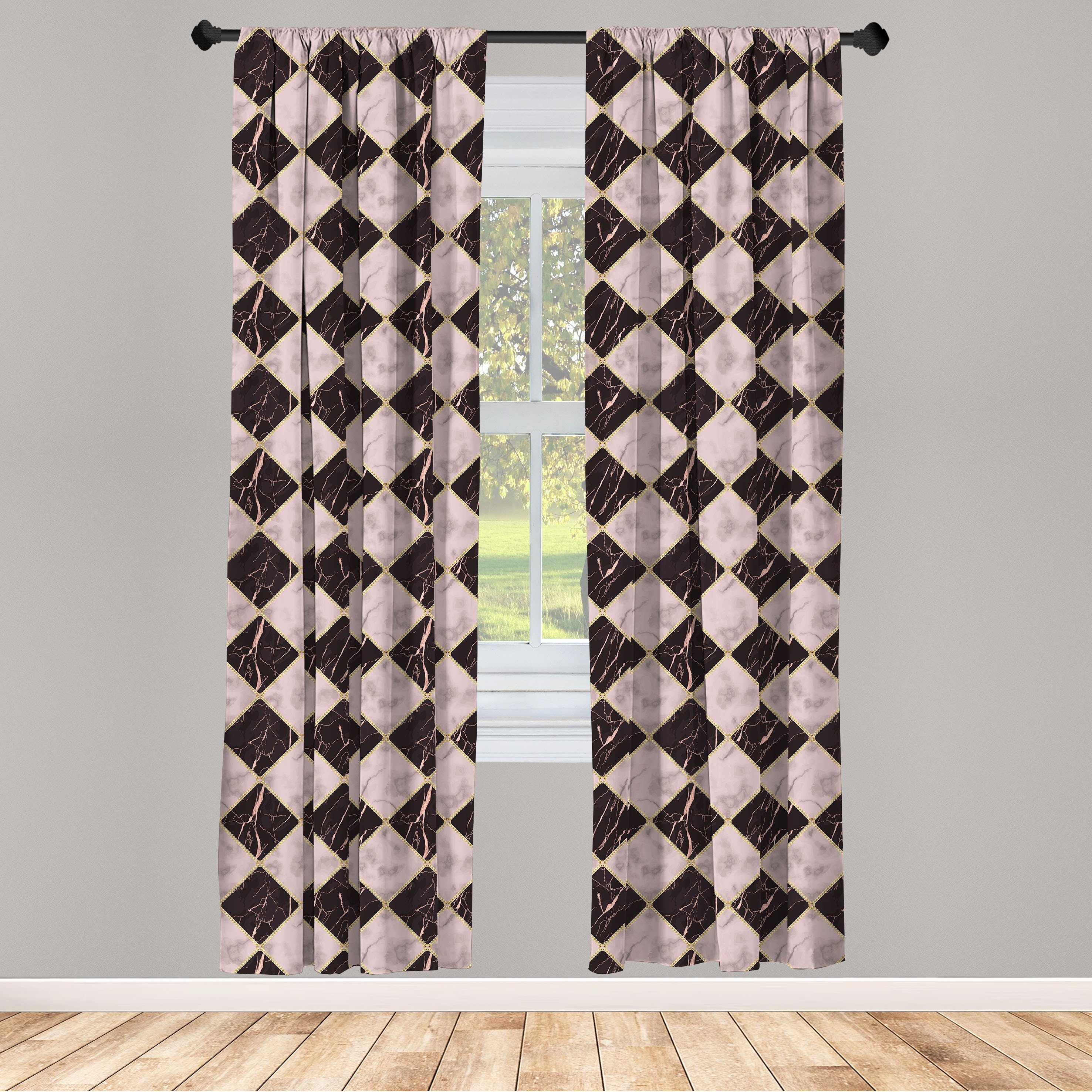 Gardine Vorhang für Wohnzimmer Schlafzimmer Dekor, Abakuhaus, Microfaser, Geometrisch Pastell tonte Marmor Print